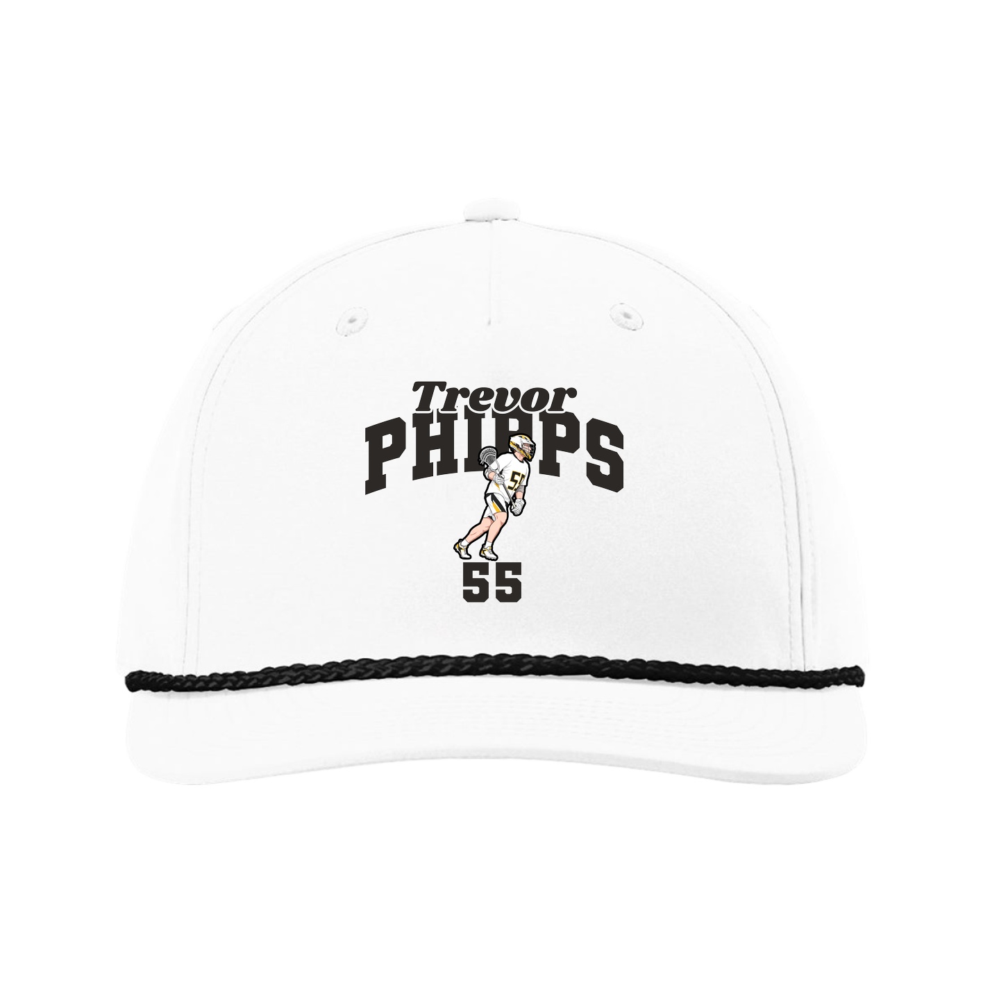 Five-Panel Classic Rope Cap — Signature Arch in White