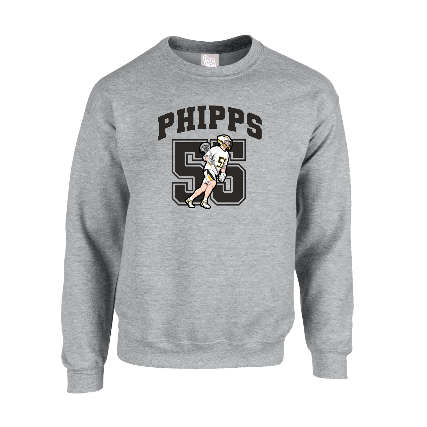 Fleece Crew — Number in Grey