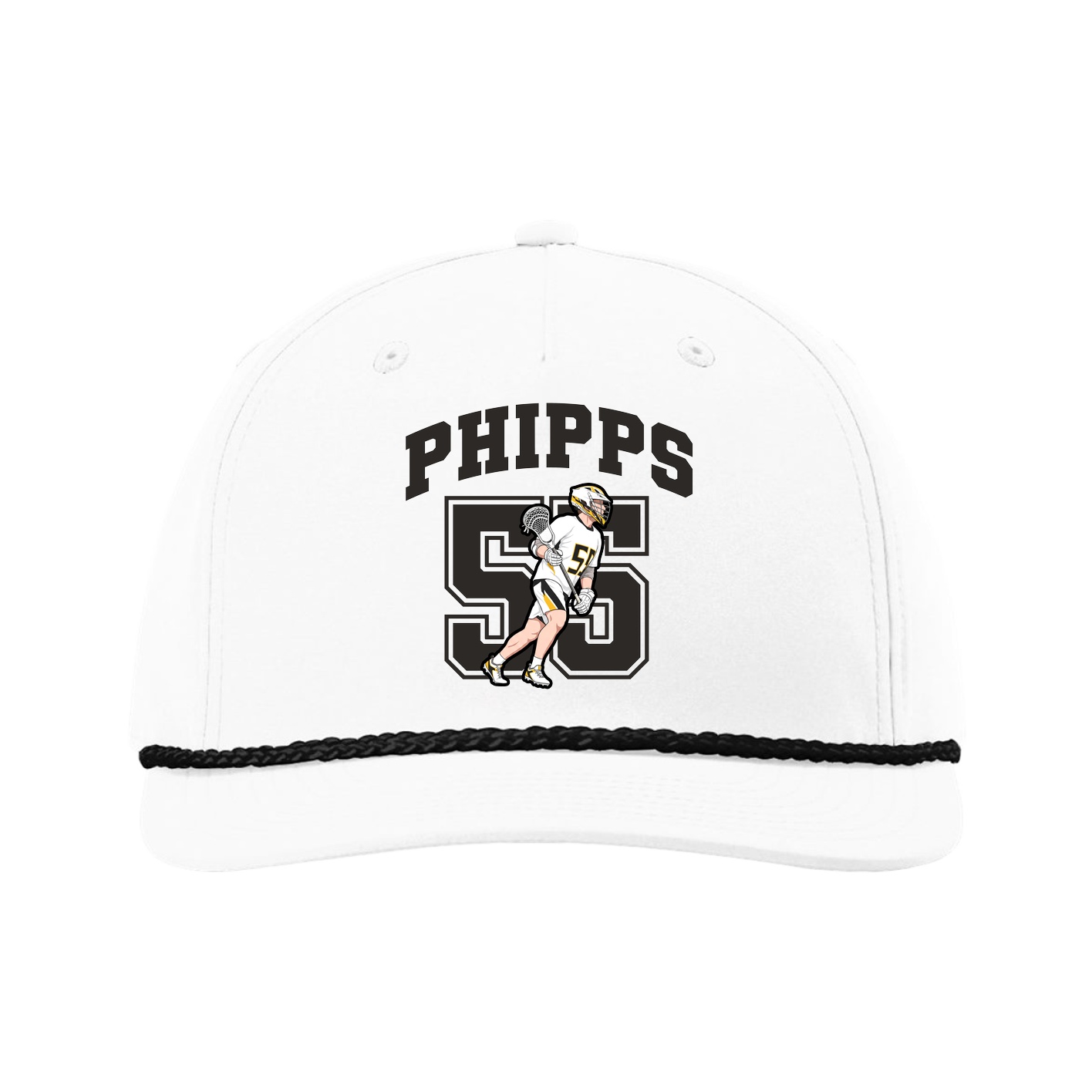 Five-Panel Classic Rope Cap — Number in White