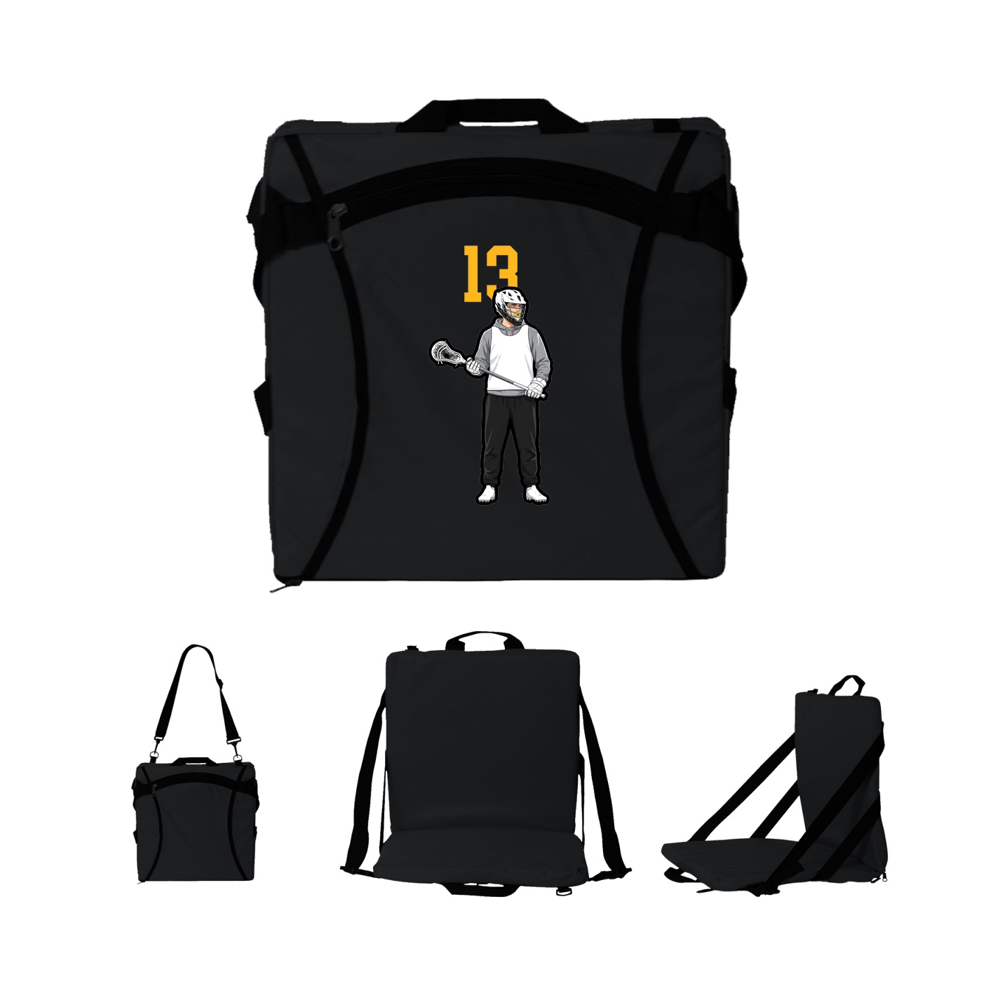 Folding Stadium Seat — Number Top in Black