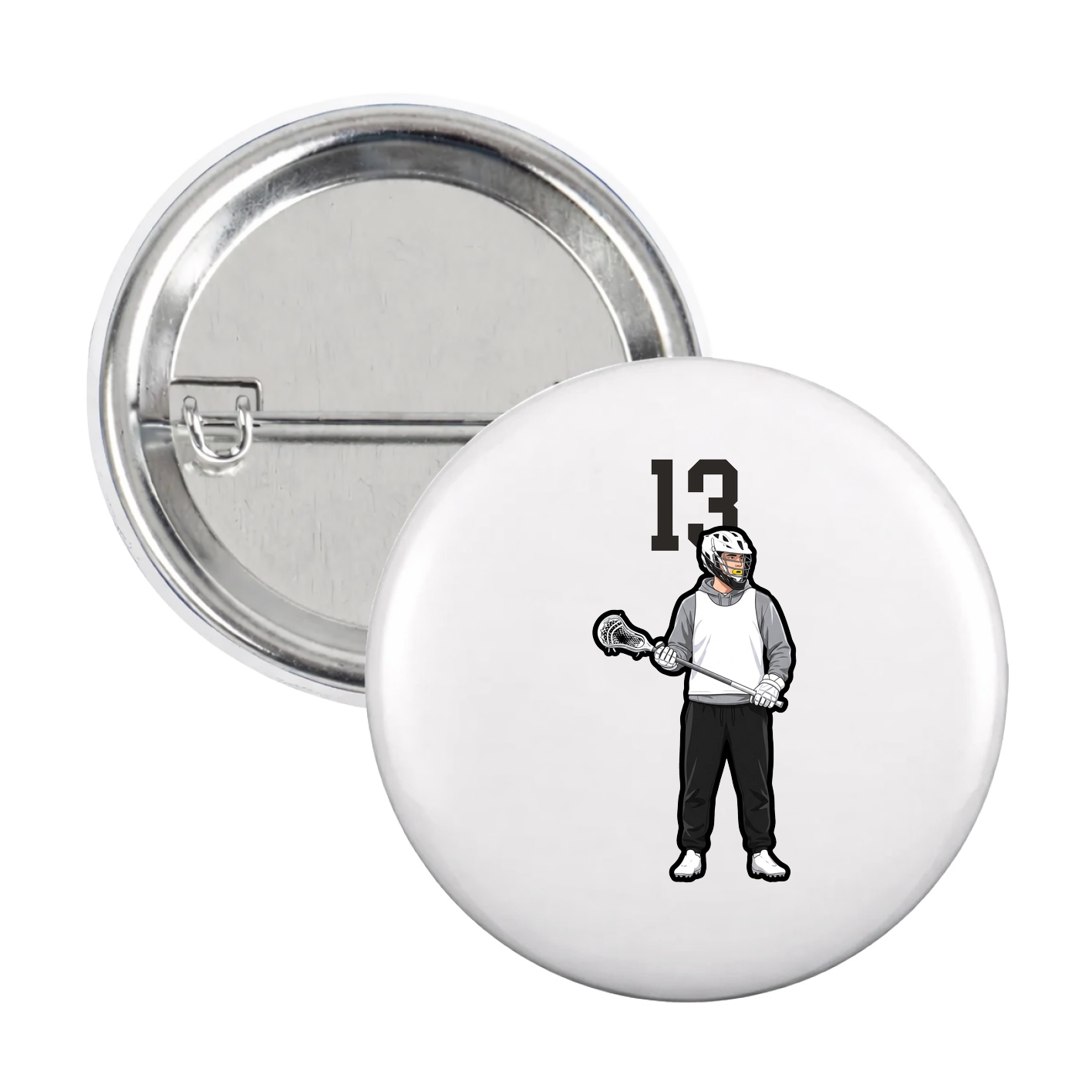 Game Day Button — Number Top in White