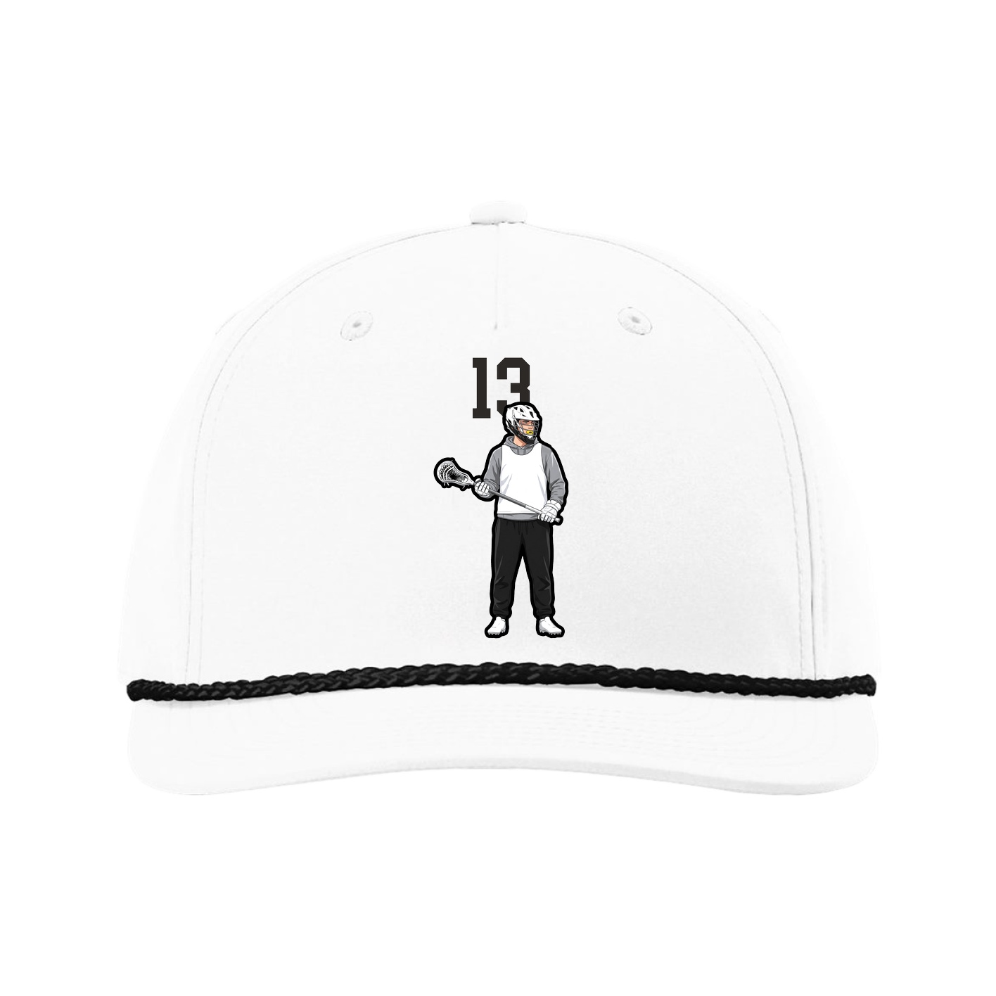 Five-Panel Classic Rope Cap — Number Top in White