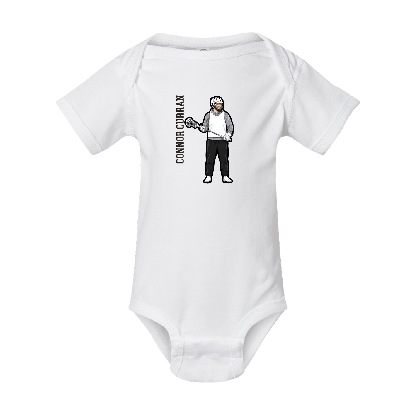 Baby Onesie — Name Vertical in White