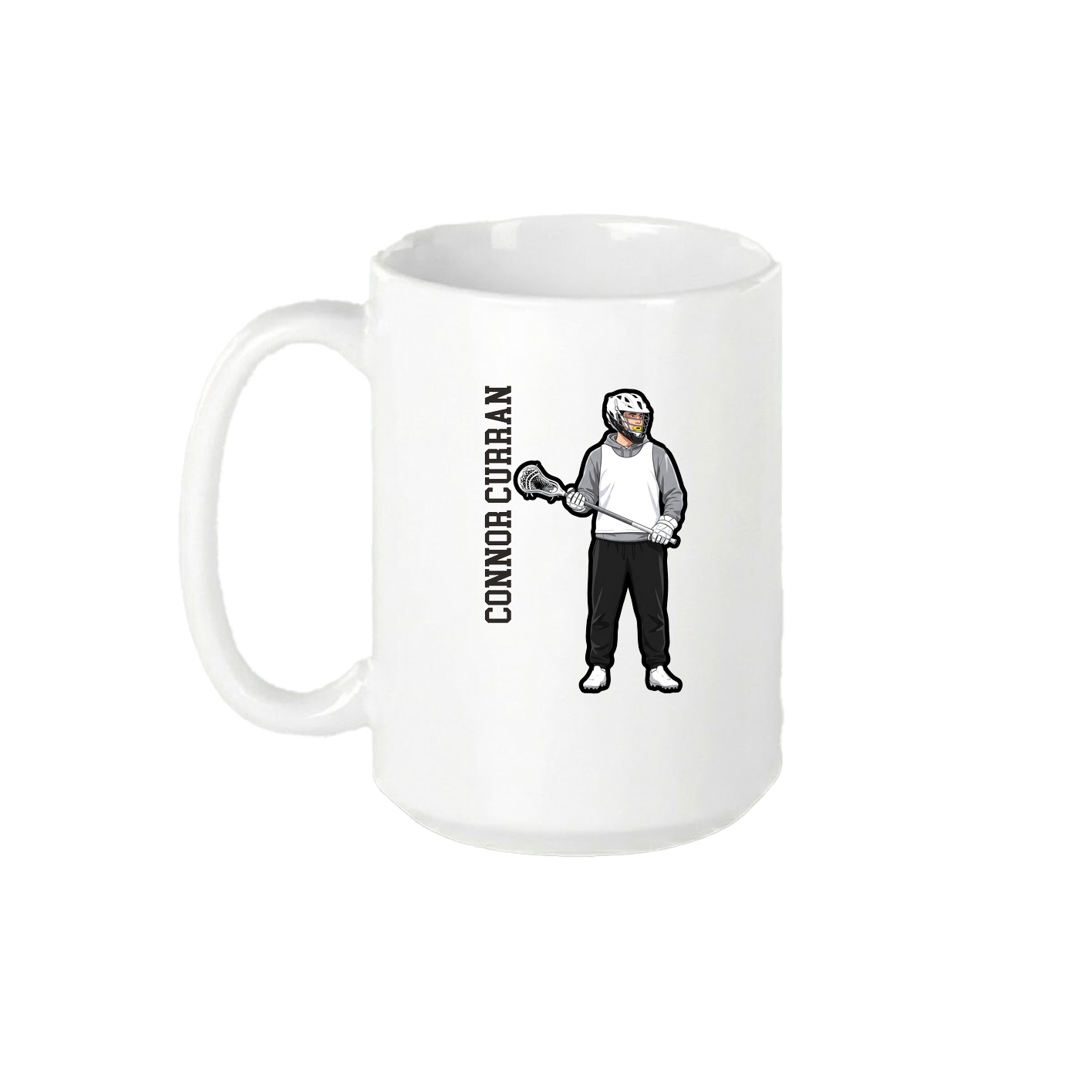 15oz Coffee Mug — Name Vertical in White