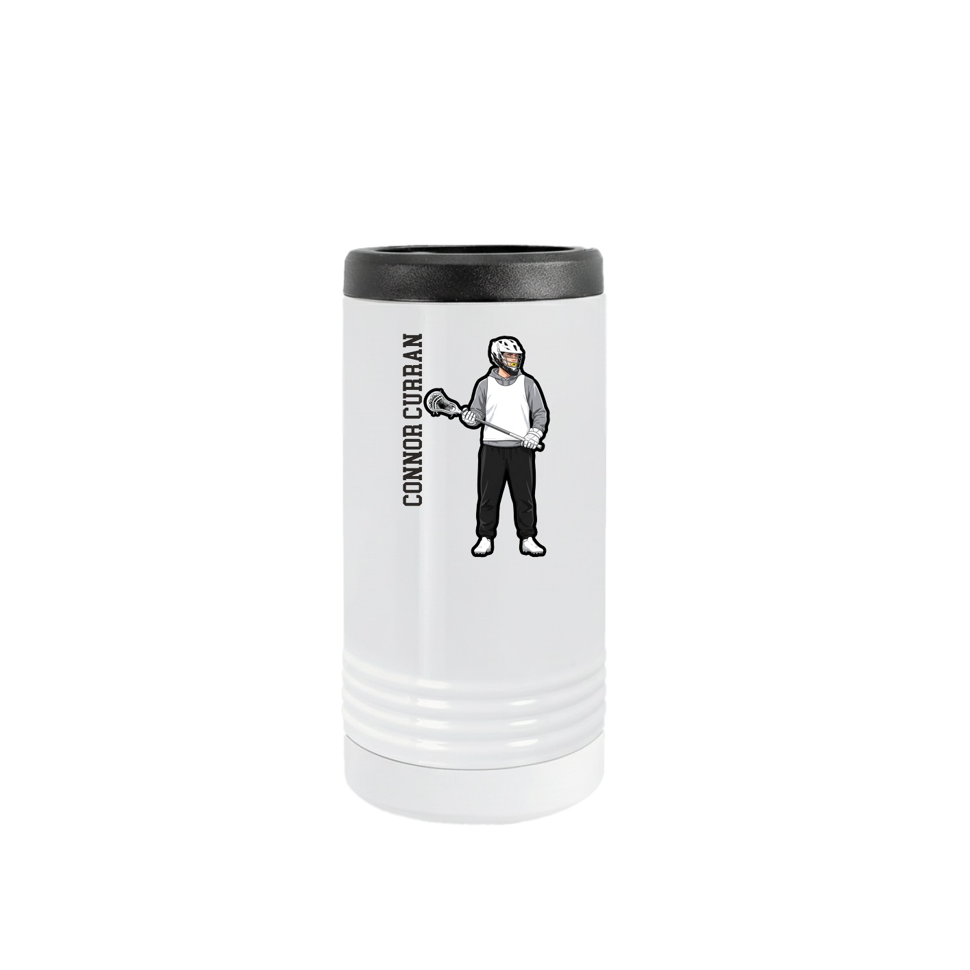 Slim Beverage Holder — Name Vertical in White