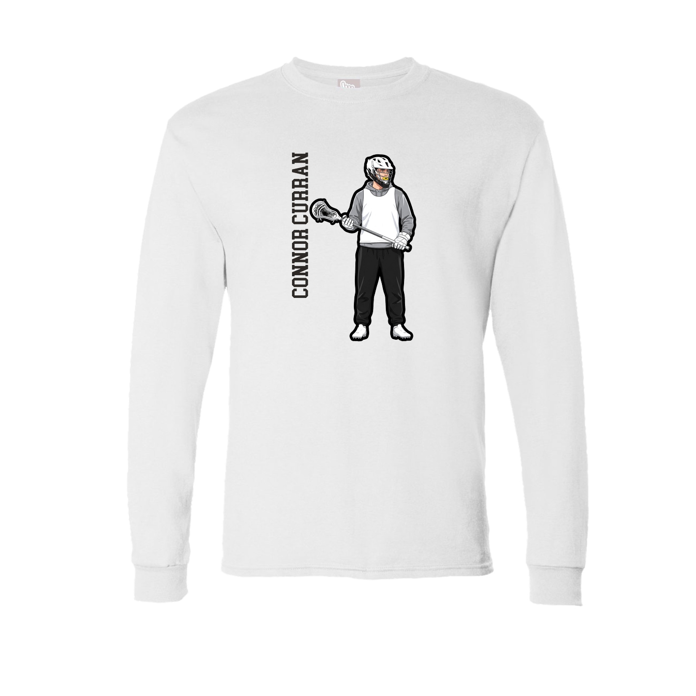 Long Sleeve Tee — Name Vertical in White