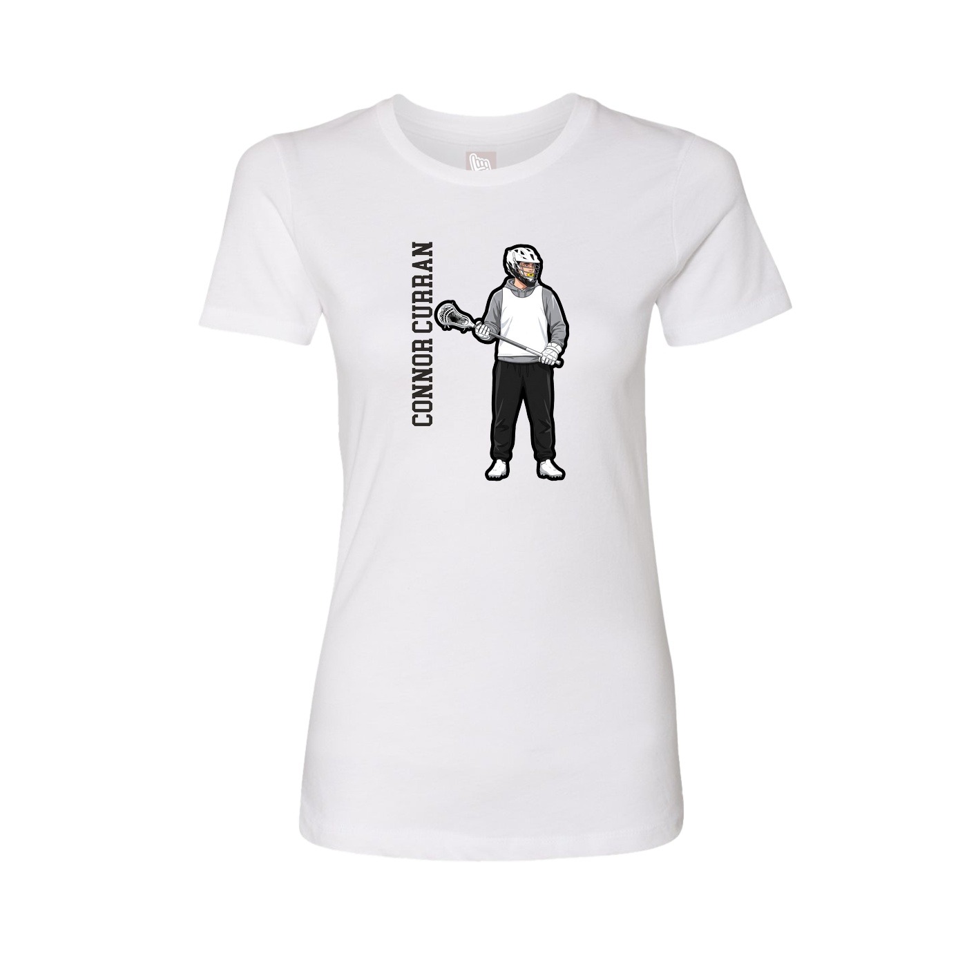 Fitted Women's Tee — Name Vertical in White