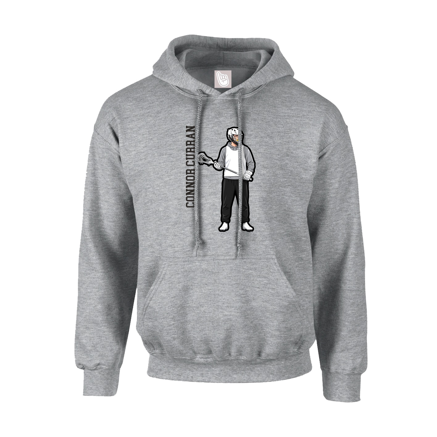 Hoodie — Name Vertical in Grey