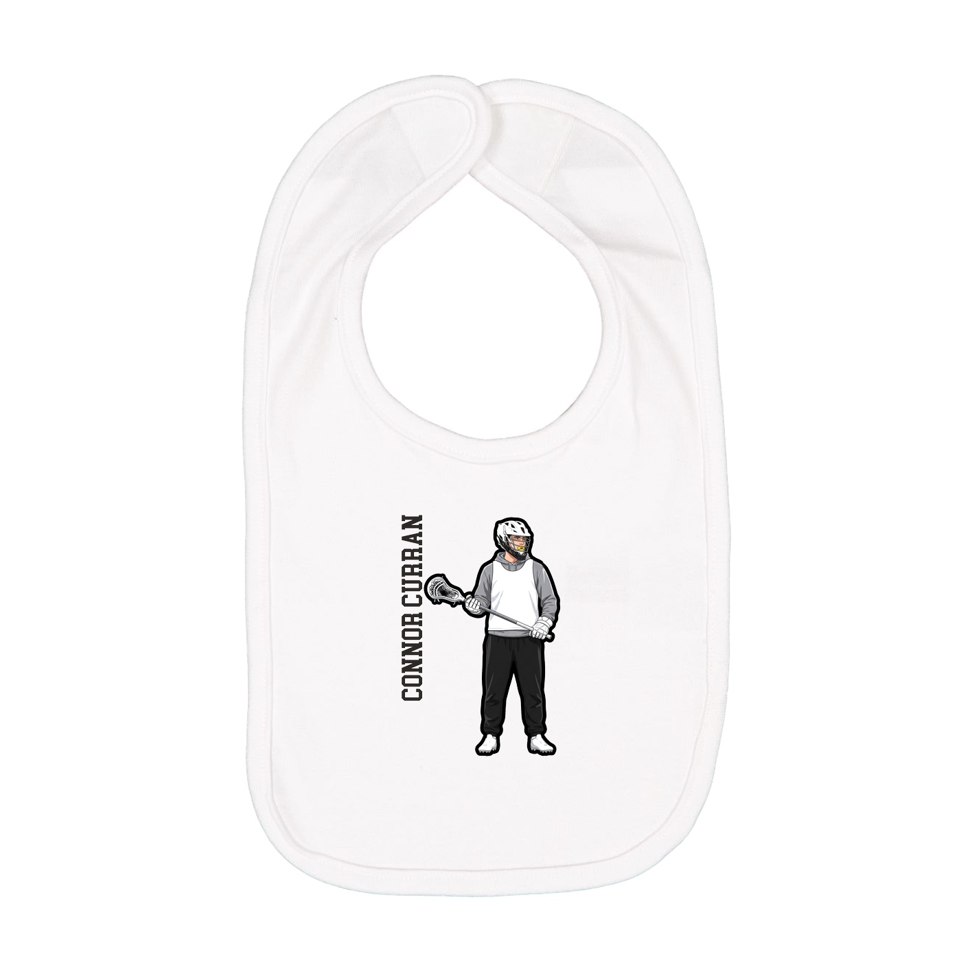 Infant Bib — Name Vertical in White