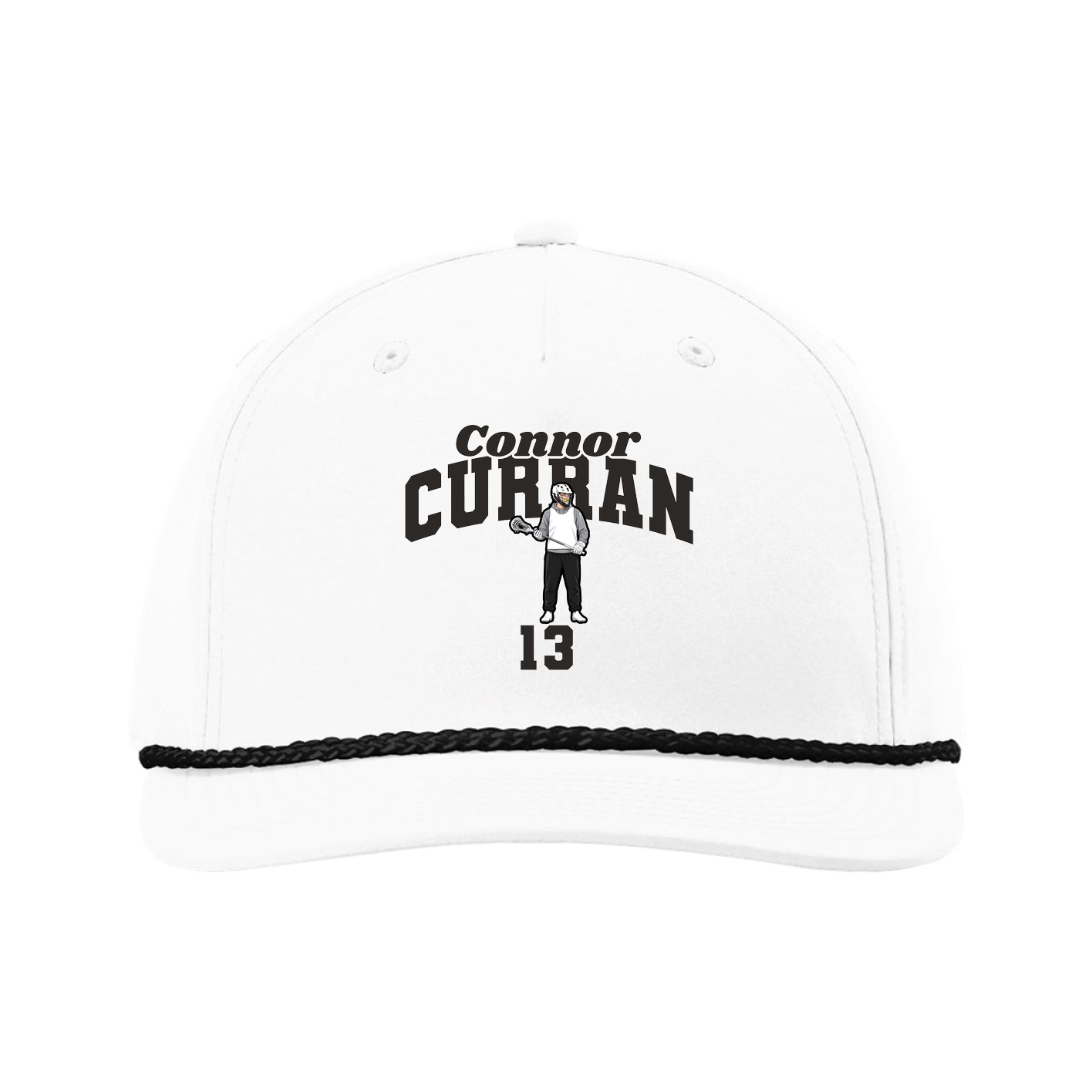 Five-Panel Classic Rope Cap — Signature Arch in White
