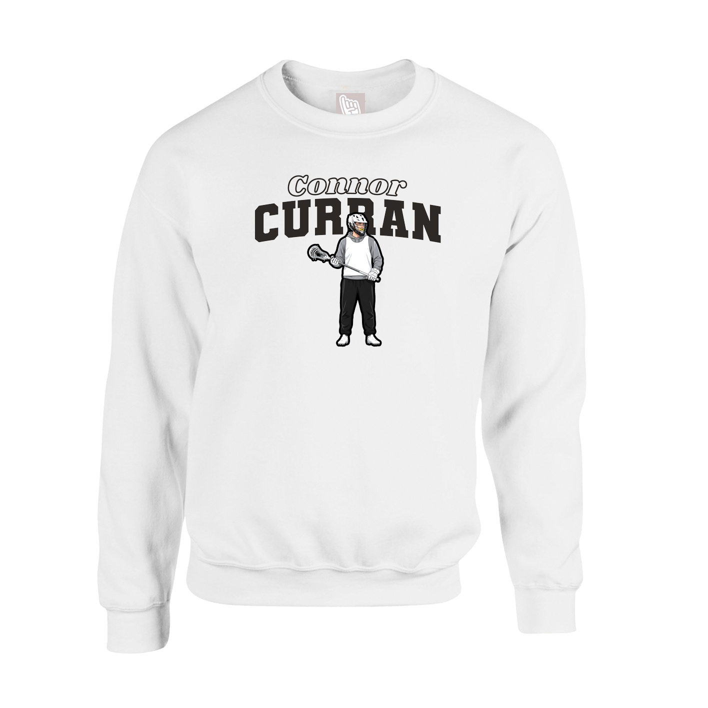 Fleece Crew — Name Arch in White