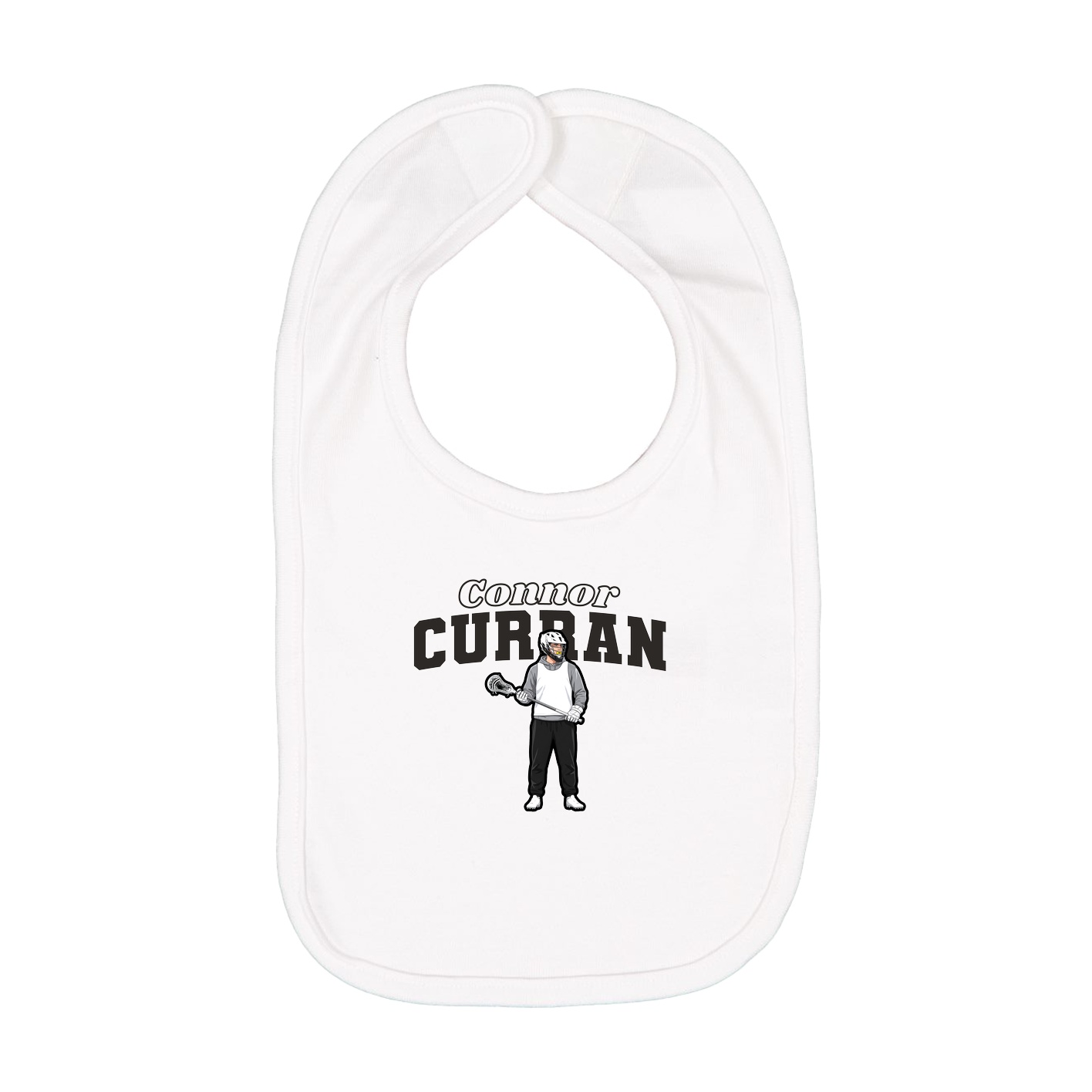 Infant Bib — Name Arch in White