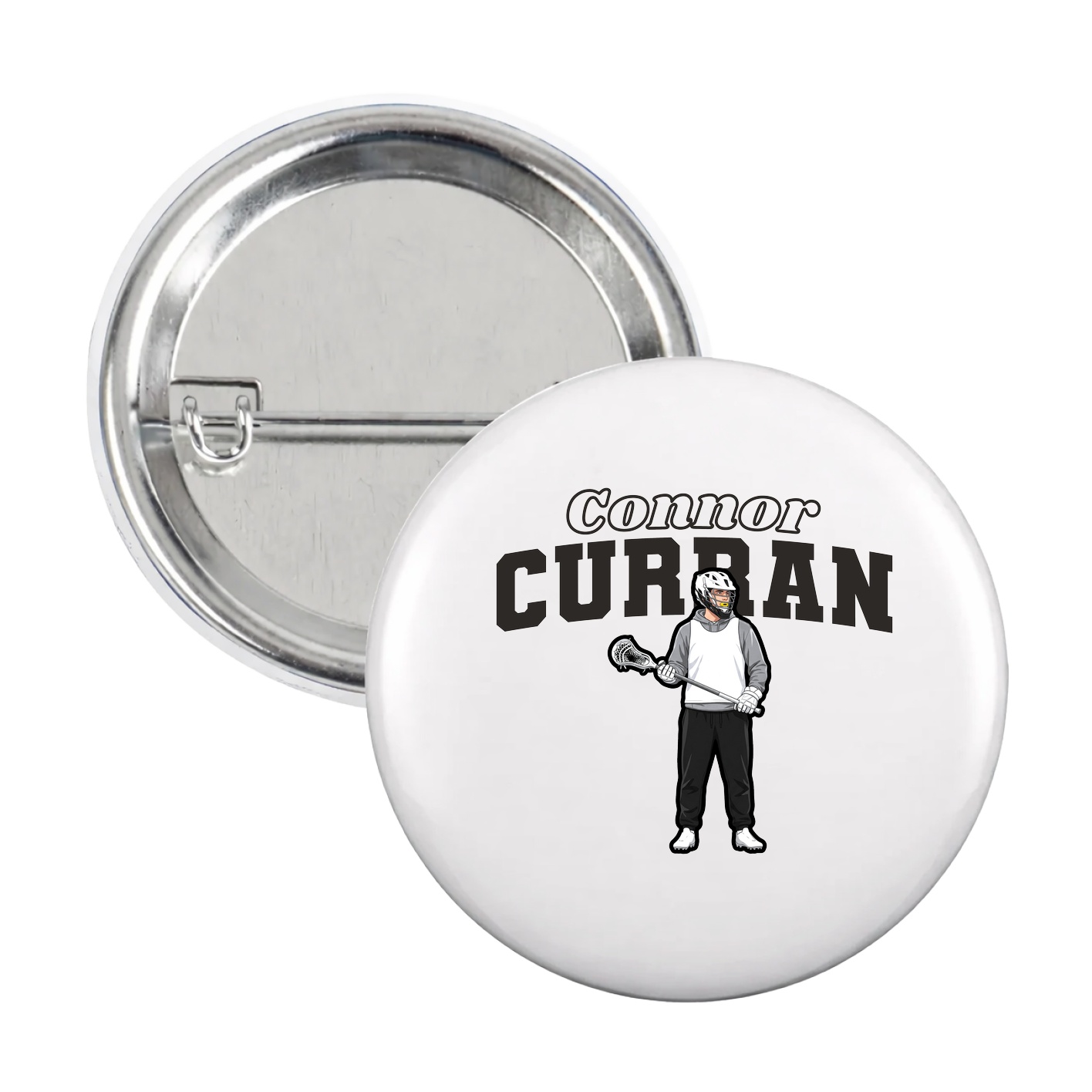 Game Day Button — Name Arch in White