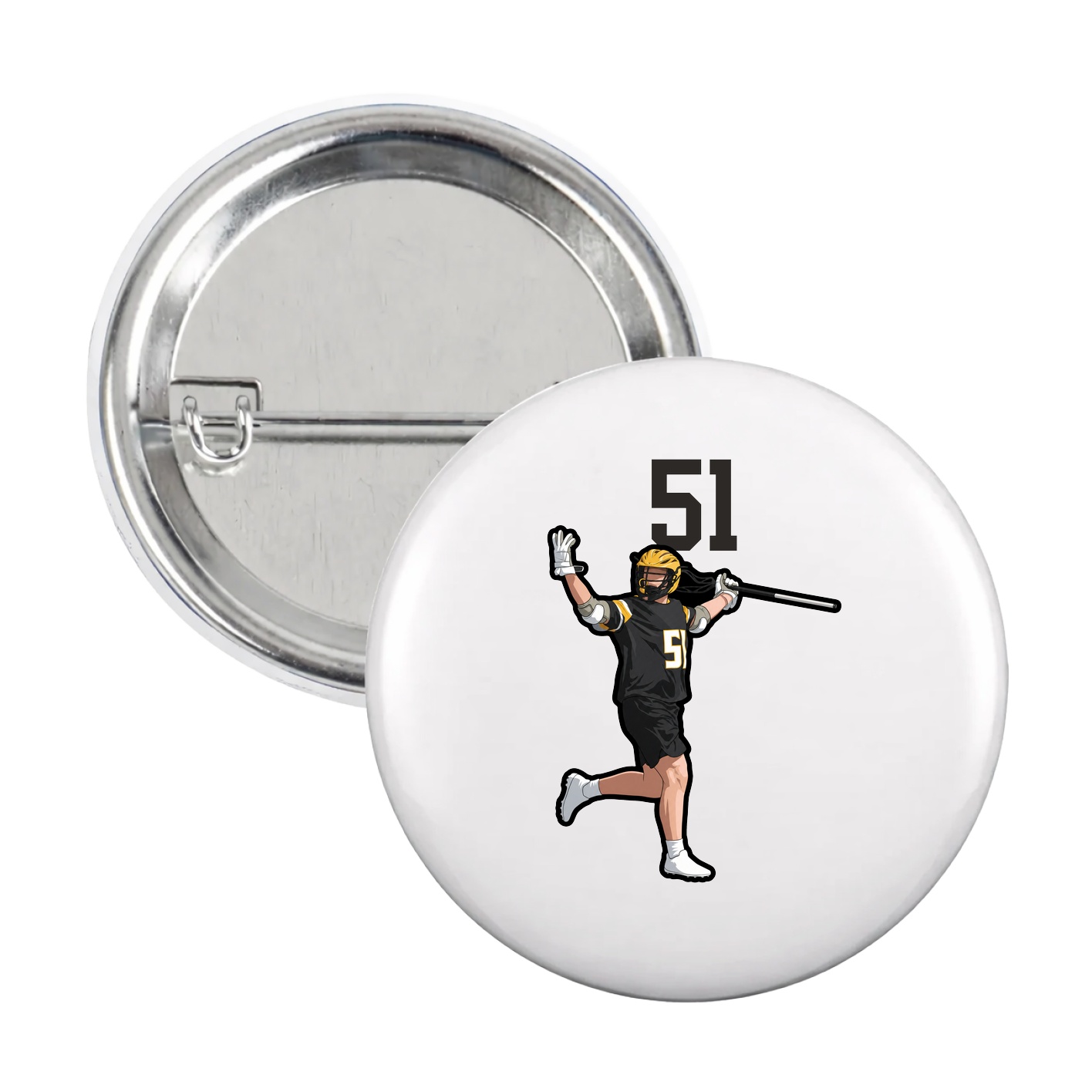 Game Day Button — Number Top in White