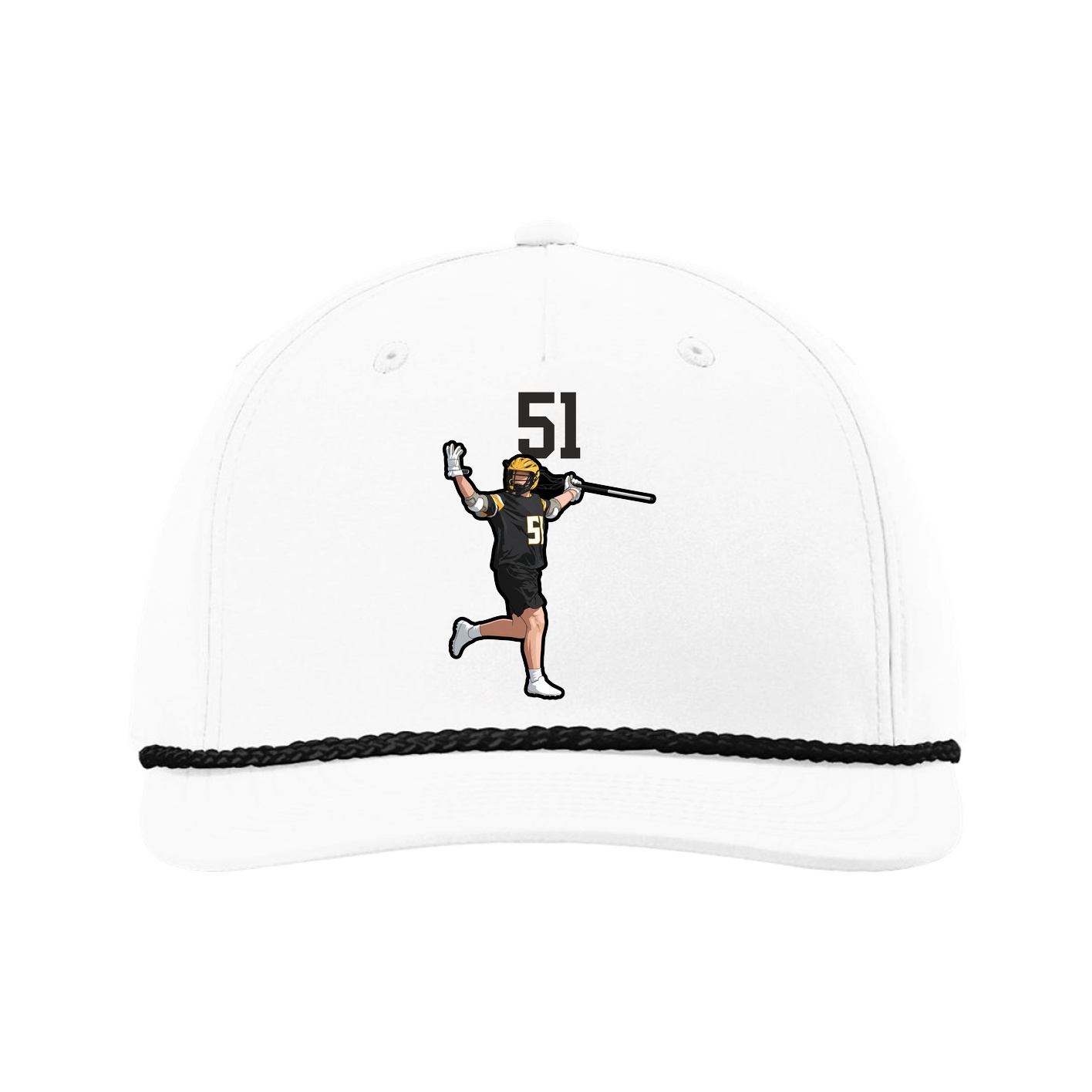 Five-Panel Classic Rope Cap — Number Top in White
