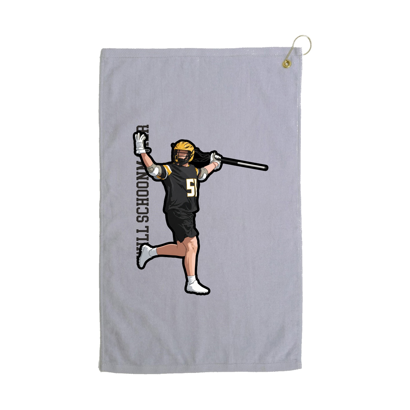 Golf Towel — Name Vertical in Grey