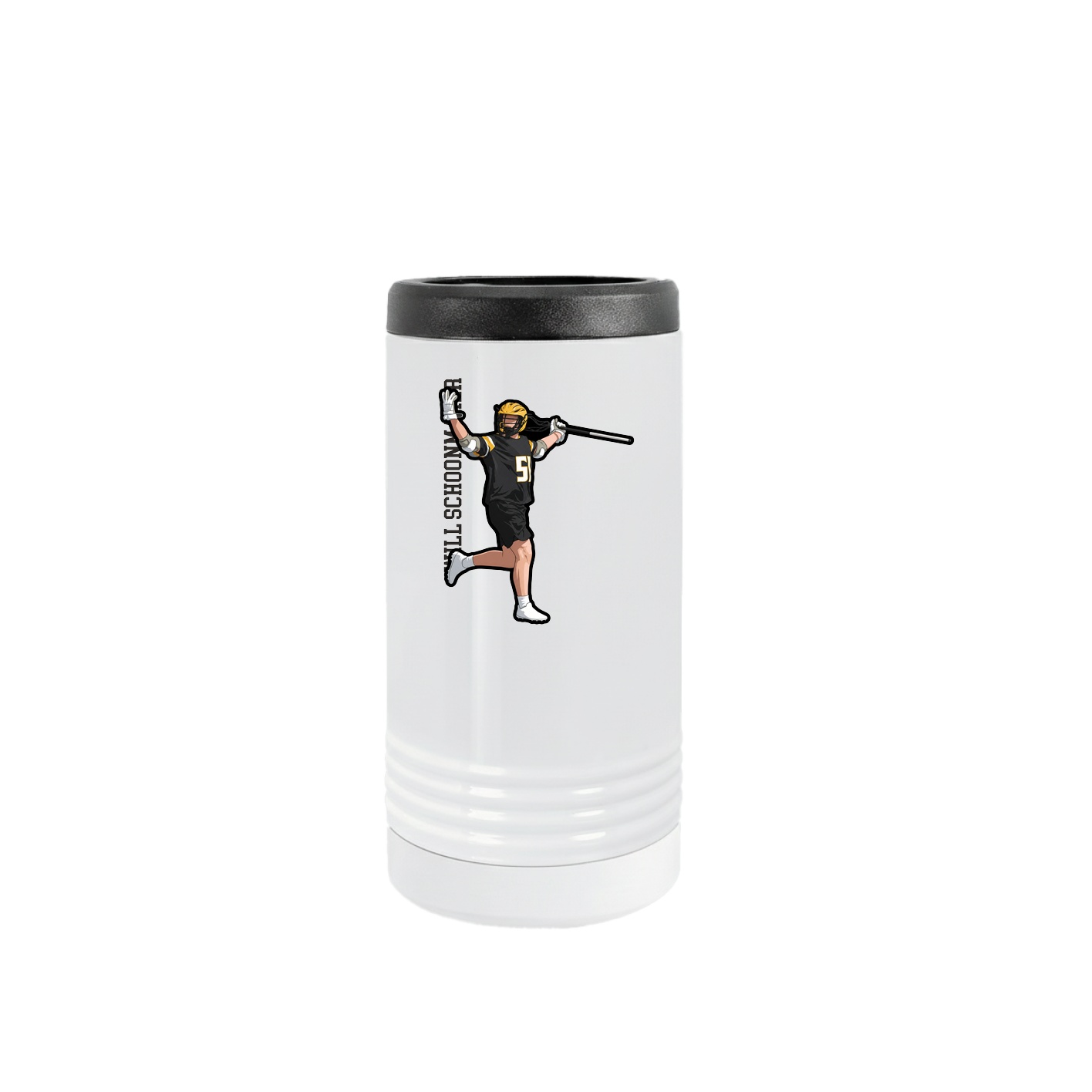 Slim Beverage Holder — Name Vertical in White