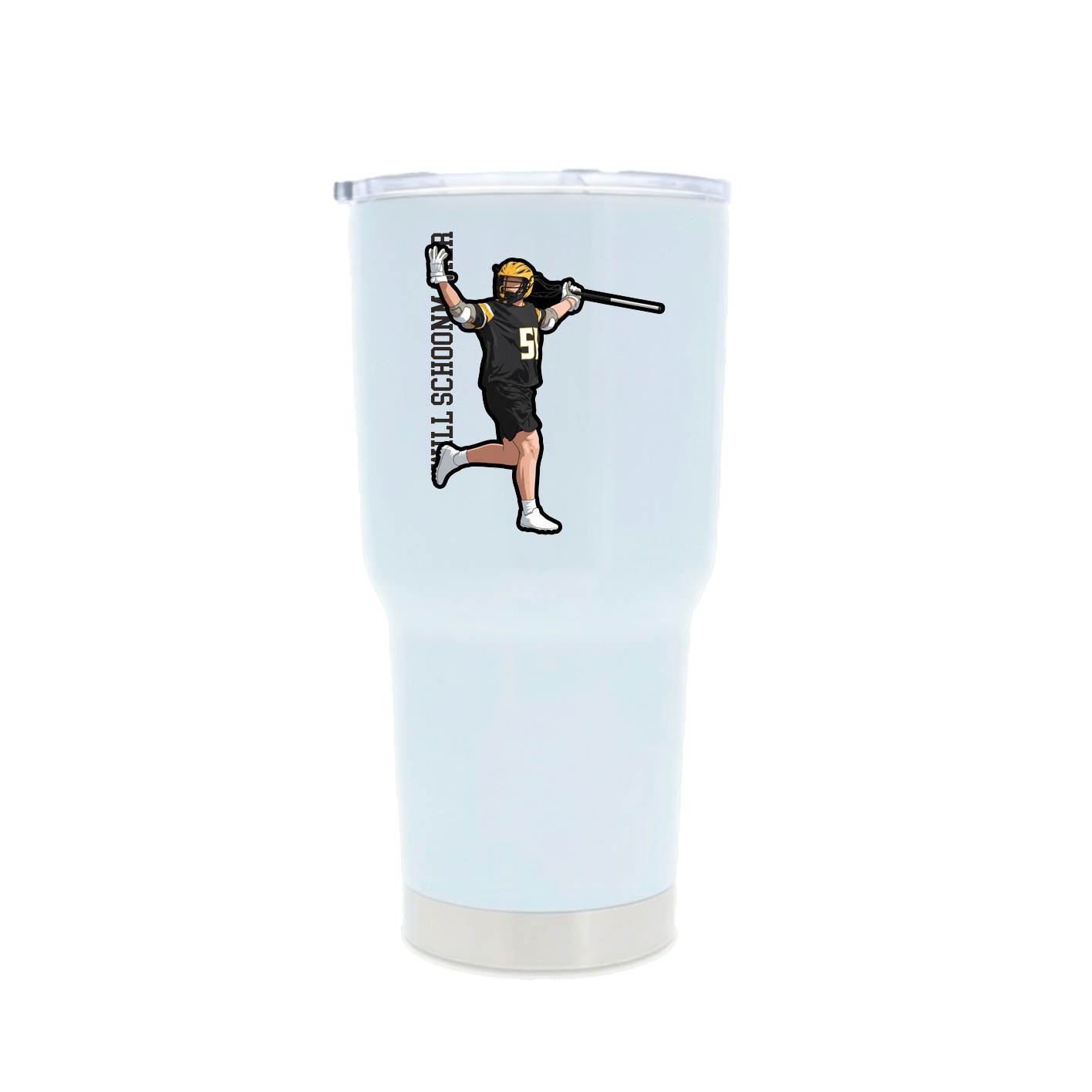 30oz Stainless Steel Tumbler — Name Vertical in White