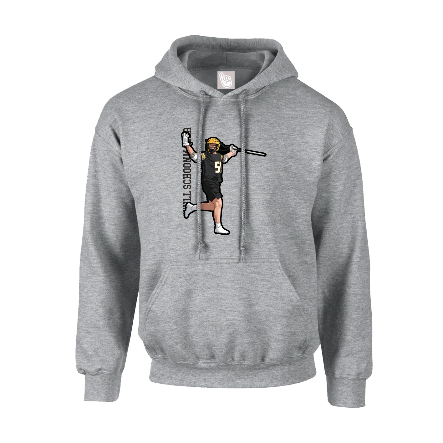Hoodie — Name Vertical in Grey