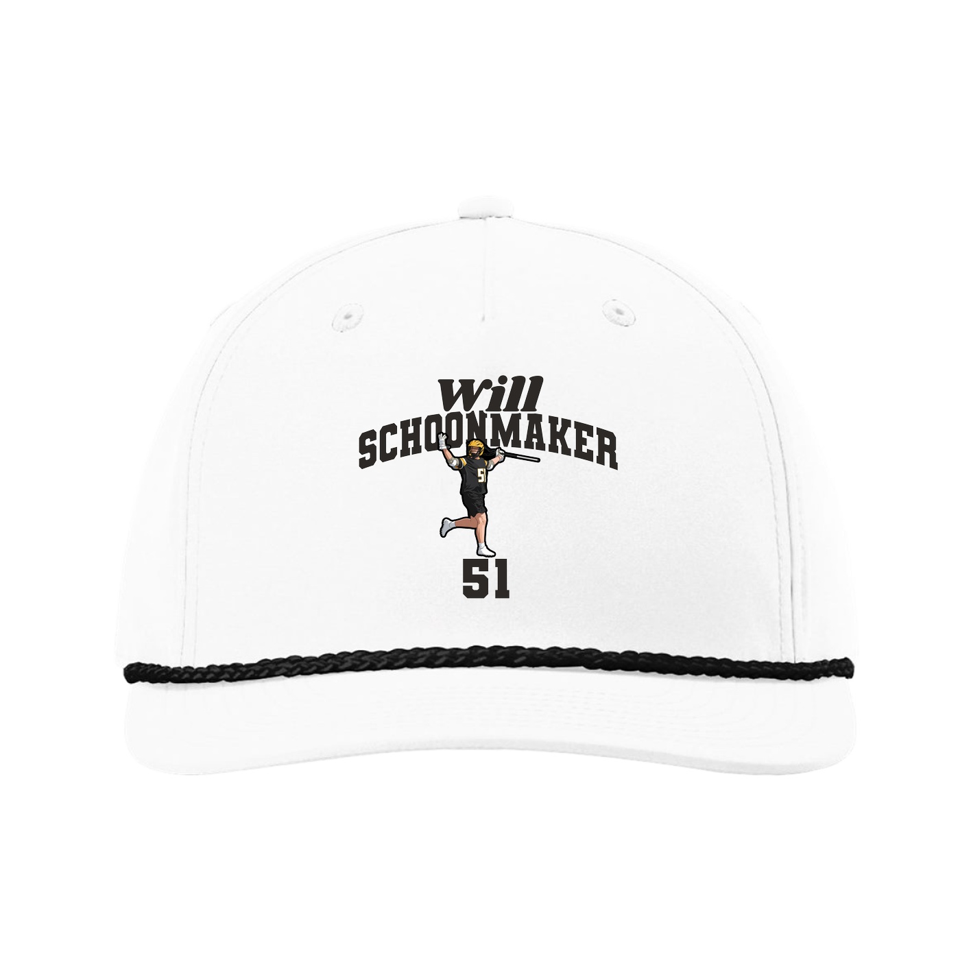 Five-Panel Classic Rope Cap — Signature Arch in White