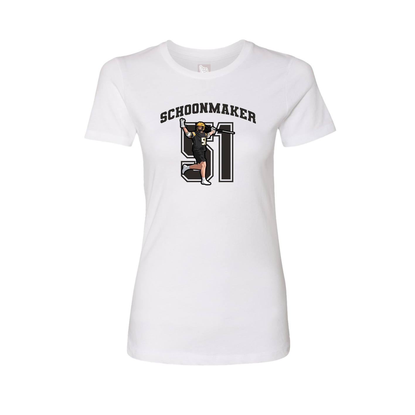 Fitted Women's Tee — Number in White