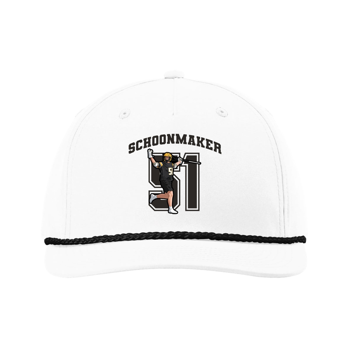 Five-Panel Classic Rope Cap — Number in White