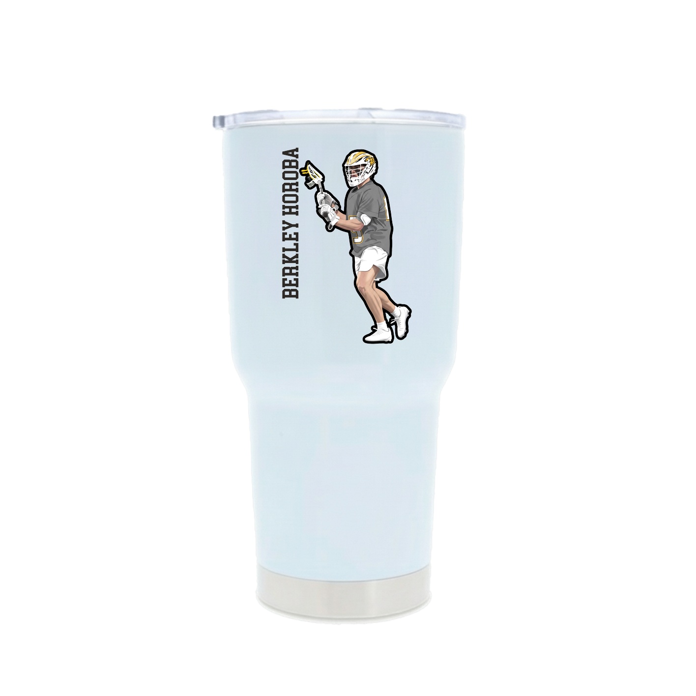 30oz Stainless Steel Tumbler — Name Vertical in White