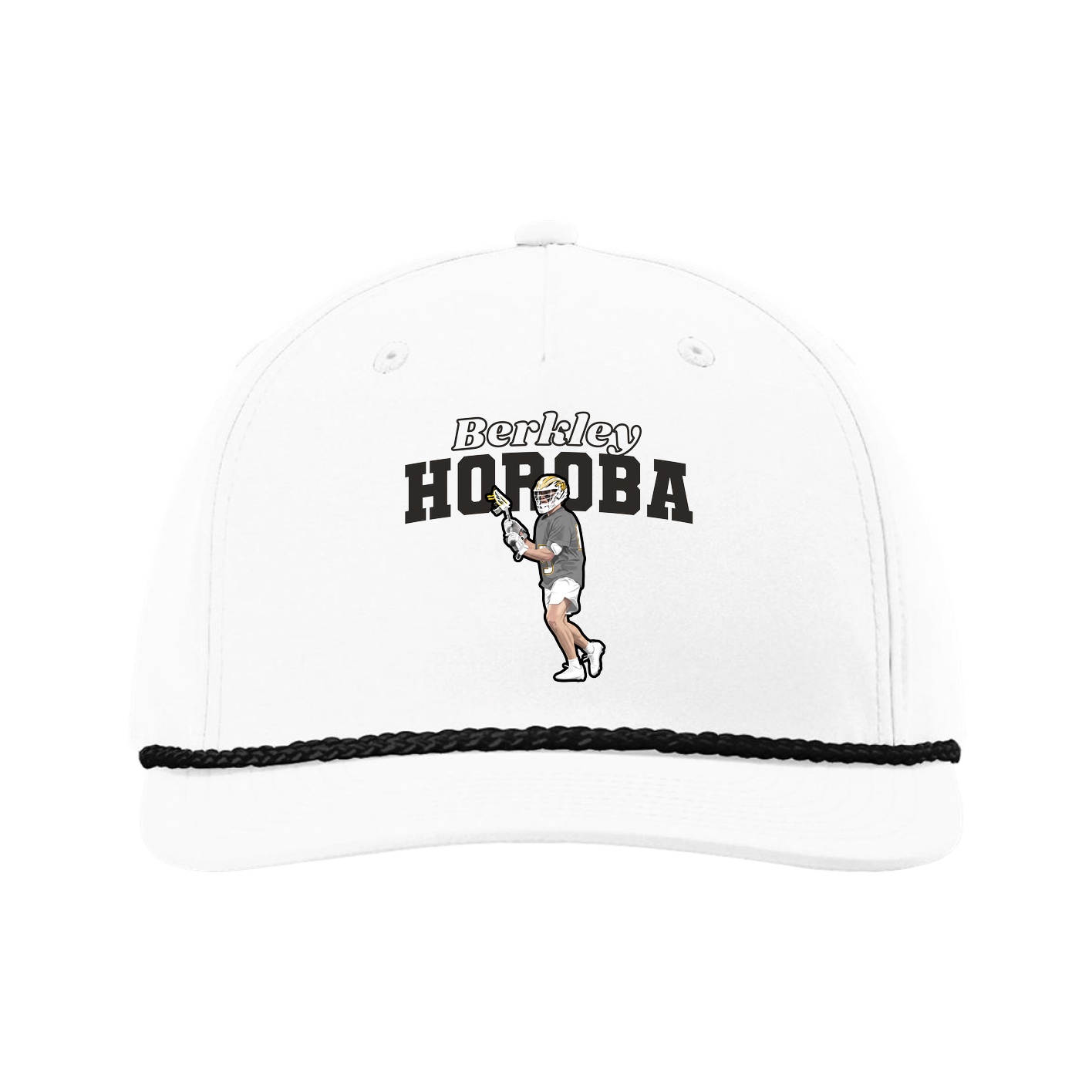 Five-Panel Classic Rope Cap — Name Arch in White