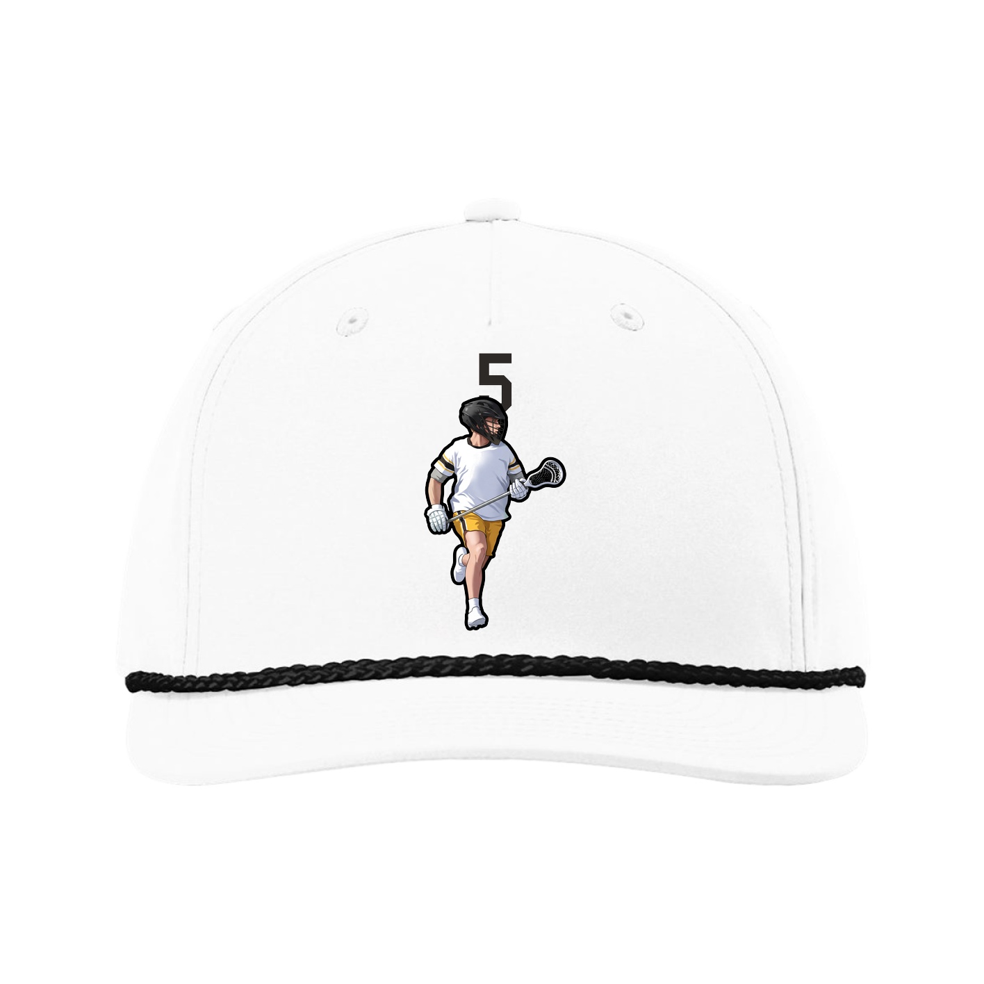 Five-Panel Classic Rope Cap — Number Top in White
