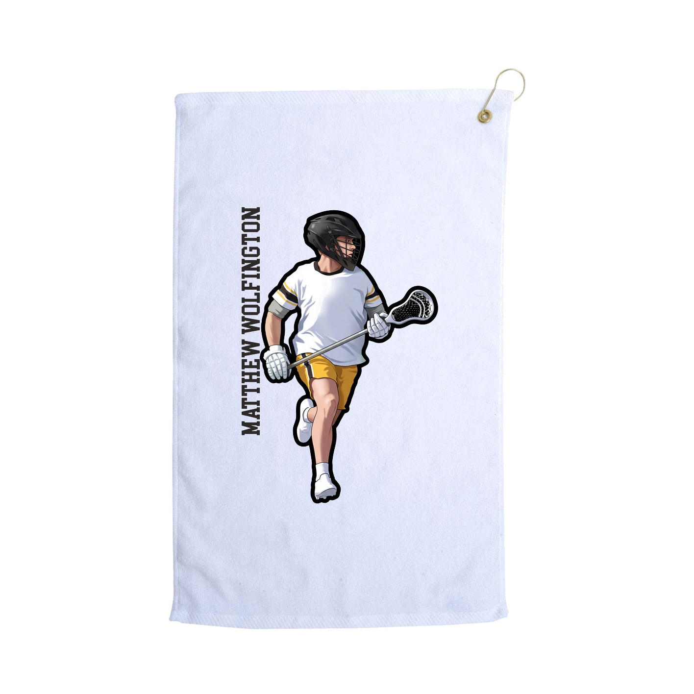 Golf Towel — Name Vertical in White