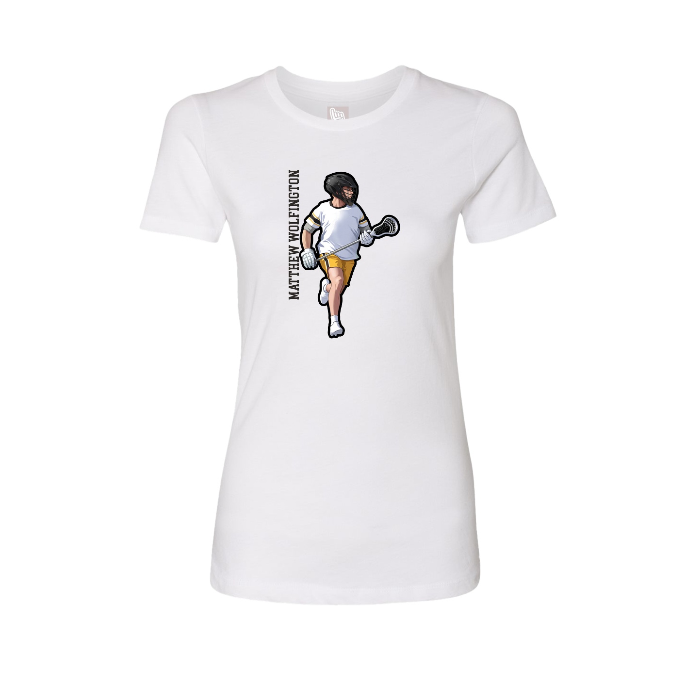 Fitted Women's Tee — Name Vertical in White