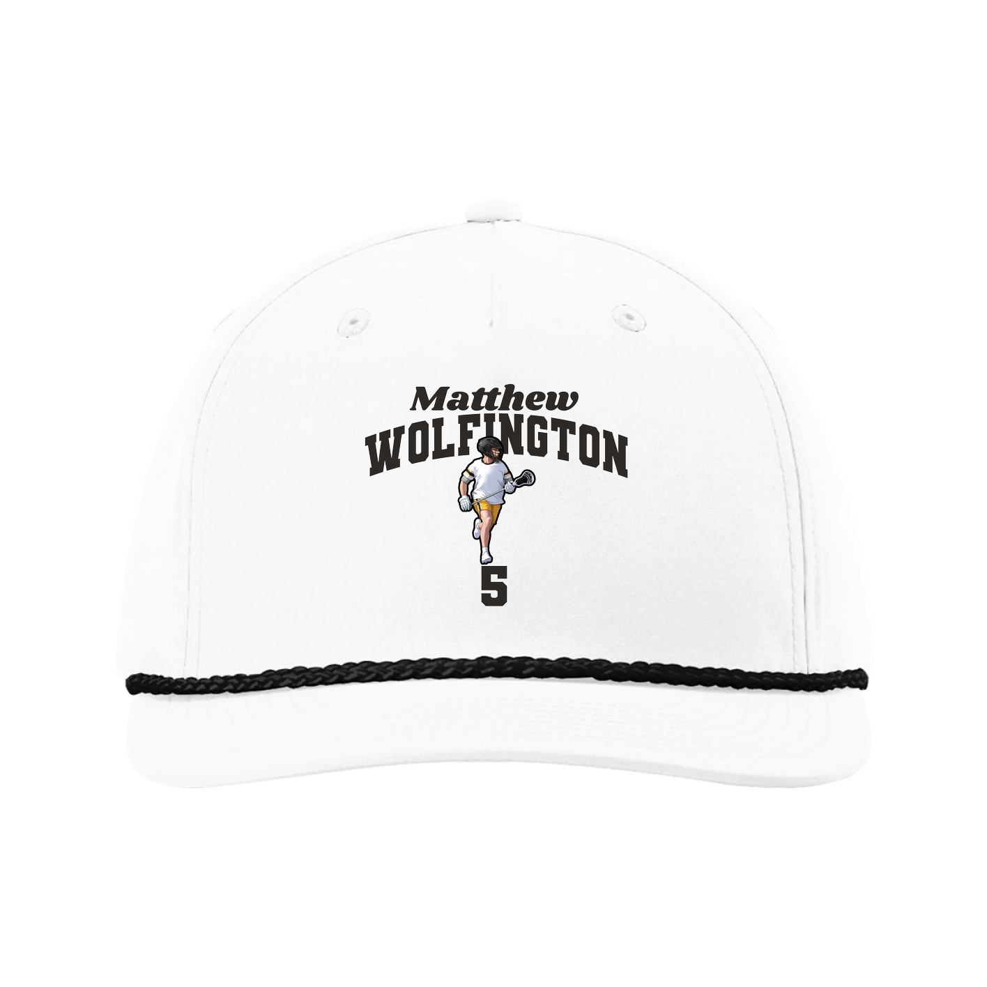 Five-Panel Classic Rope Cap — Signature Arch in White