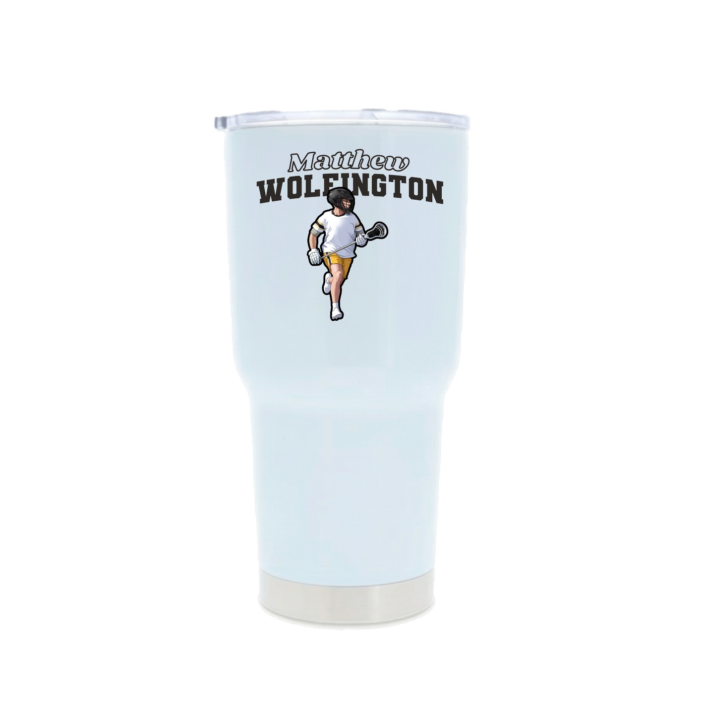 30oz Stainless Steel Tumbler — Name Arch in White