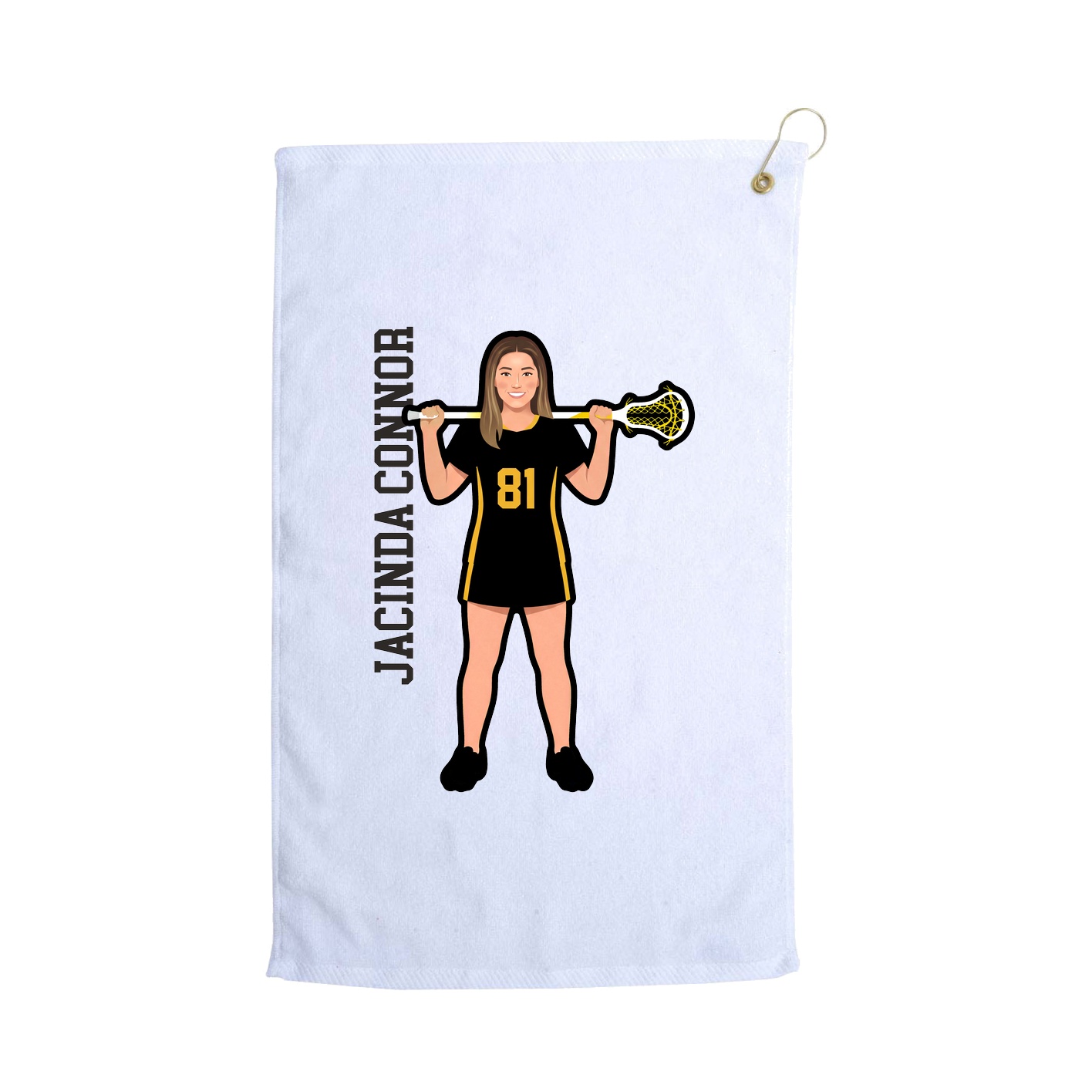 Golf Towel — Name Vertical in White