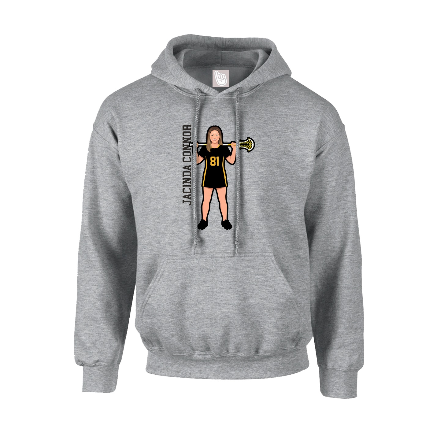 Youth Hoodie — Name Vertical in Grey