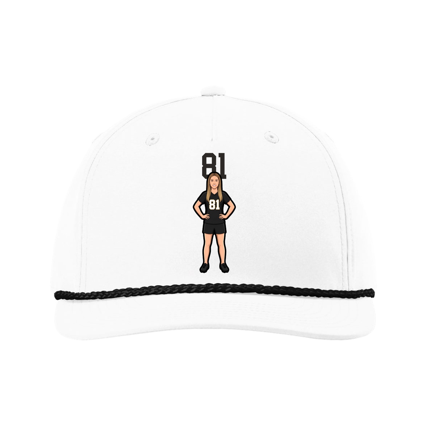 Five-Panel Classic Rope Cap — Number Top in White