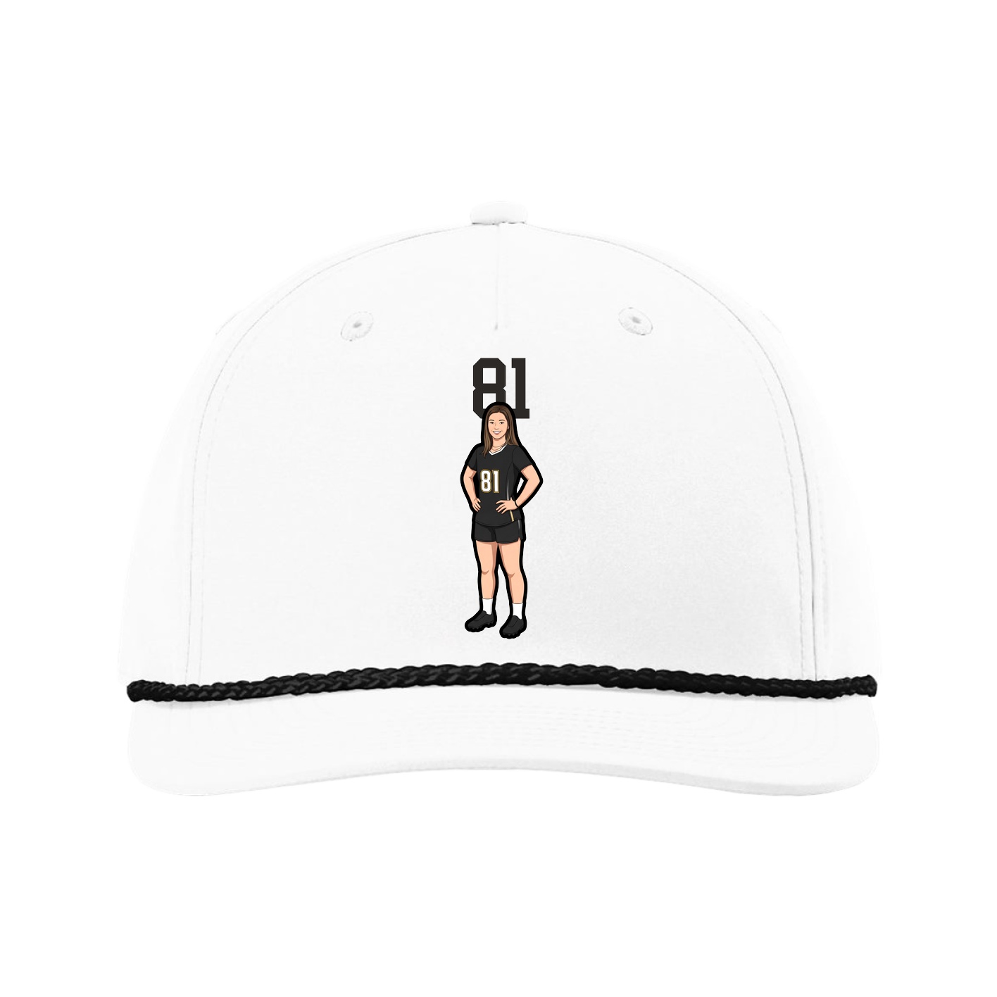 Five-Panel Classic Rope Cap — Number Top in White