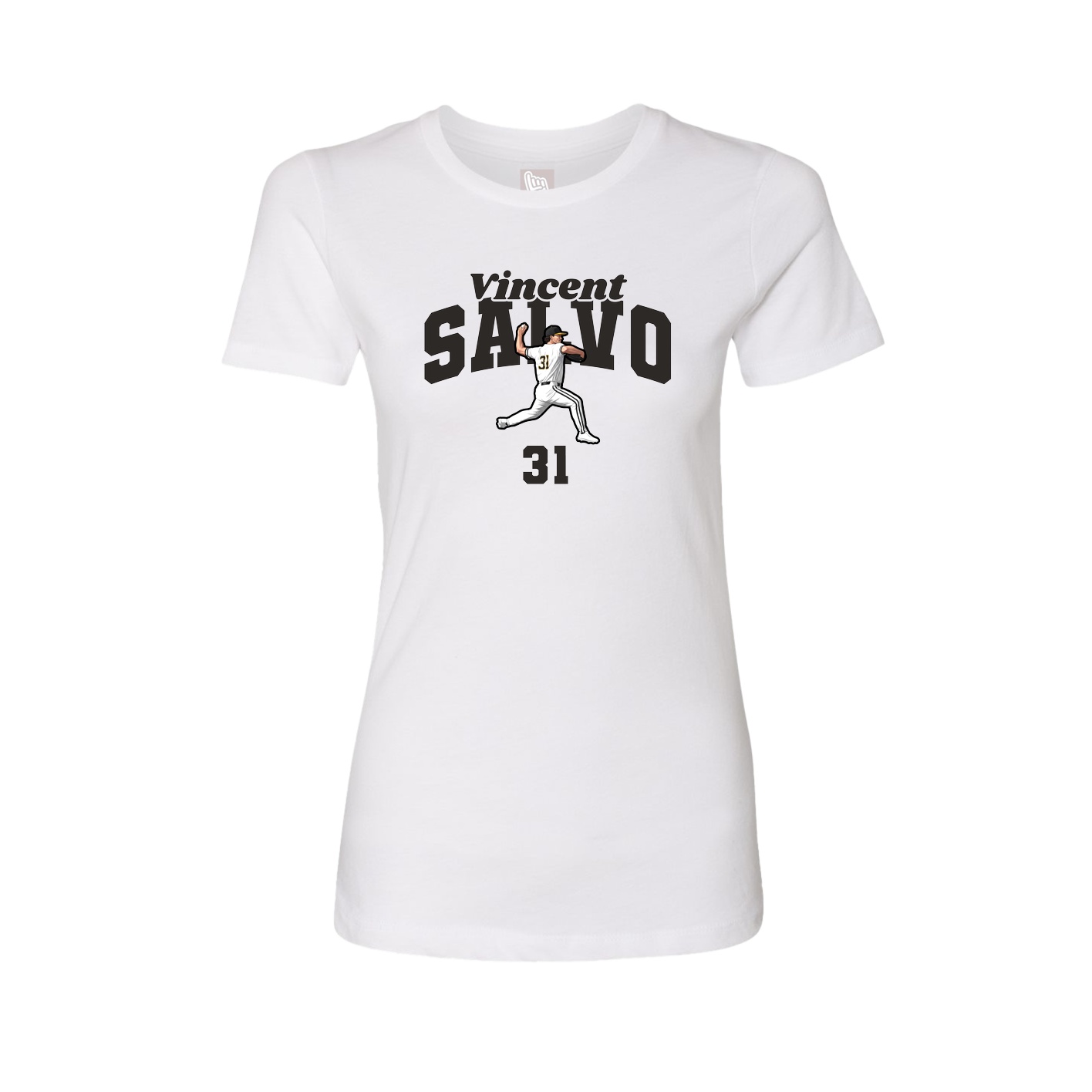 Fitted Women's Tee — Signature Arch in White
