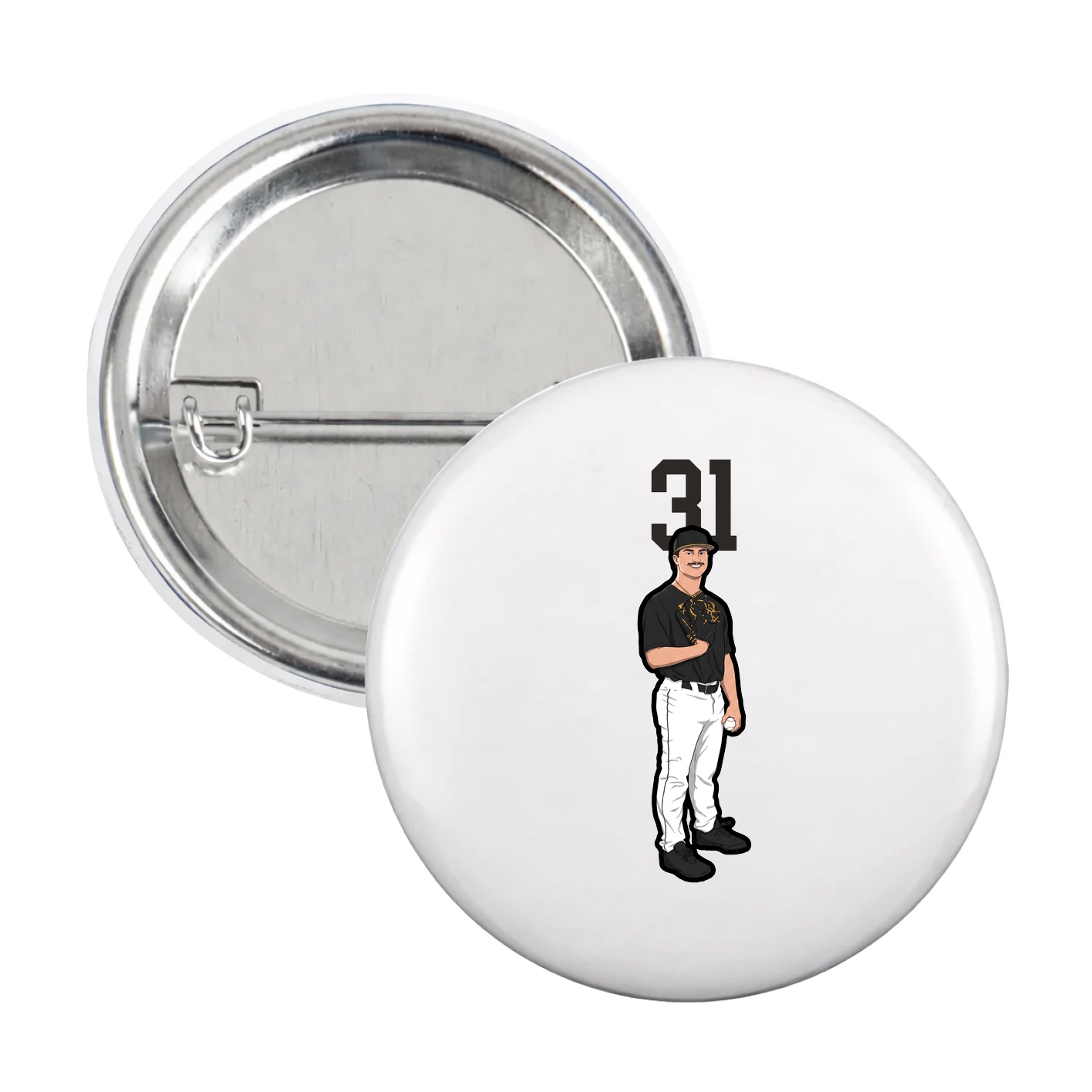Game Day Button — Number Top in White