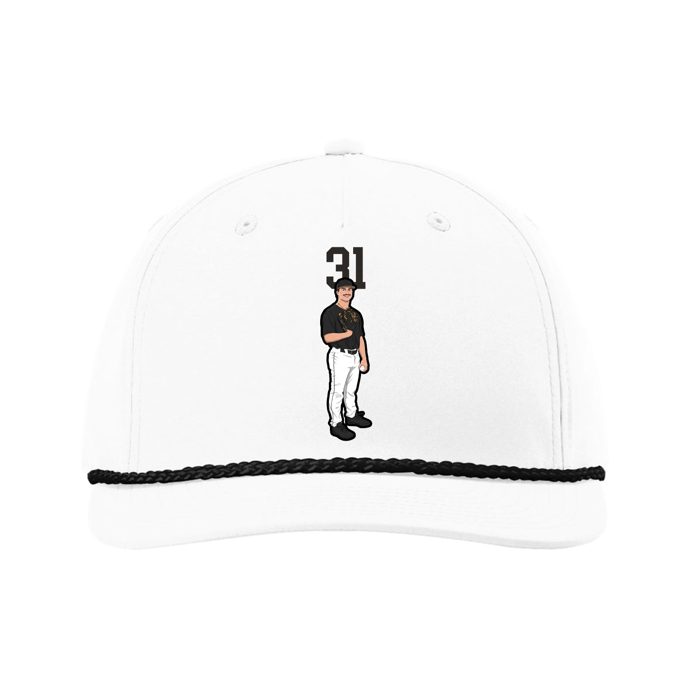 Five-Panel Classic Rope Cap — Number Top in White