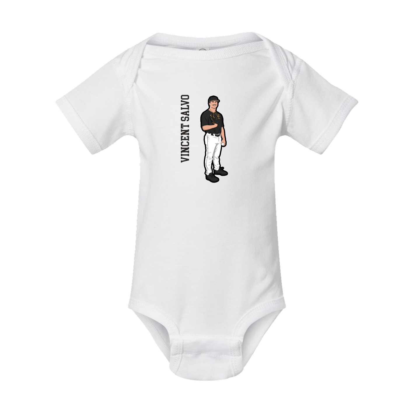 Baby Onesie — Name Vertical in White