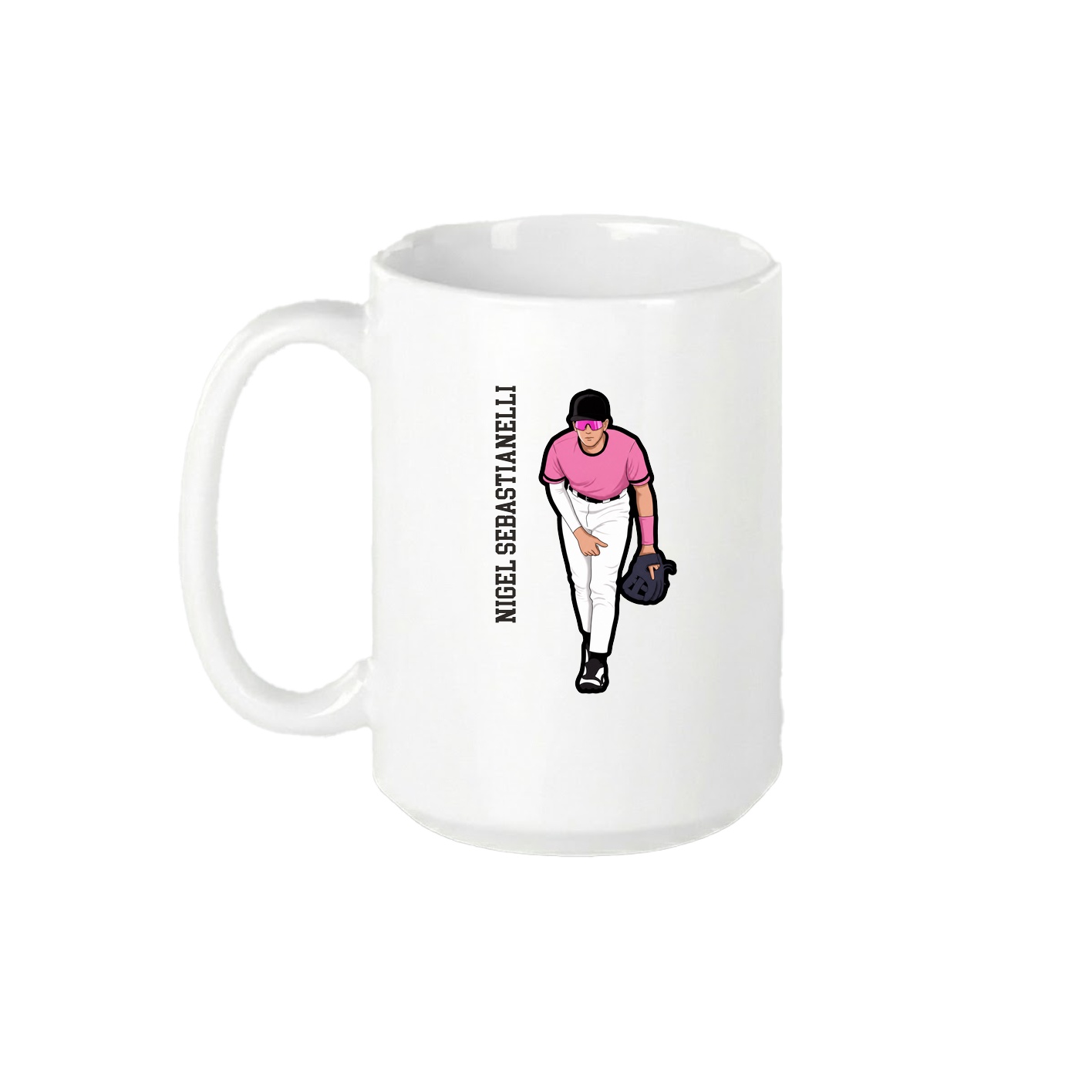 15oz Coffee Mug — Name Vertical in White