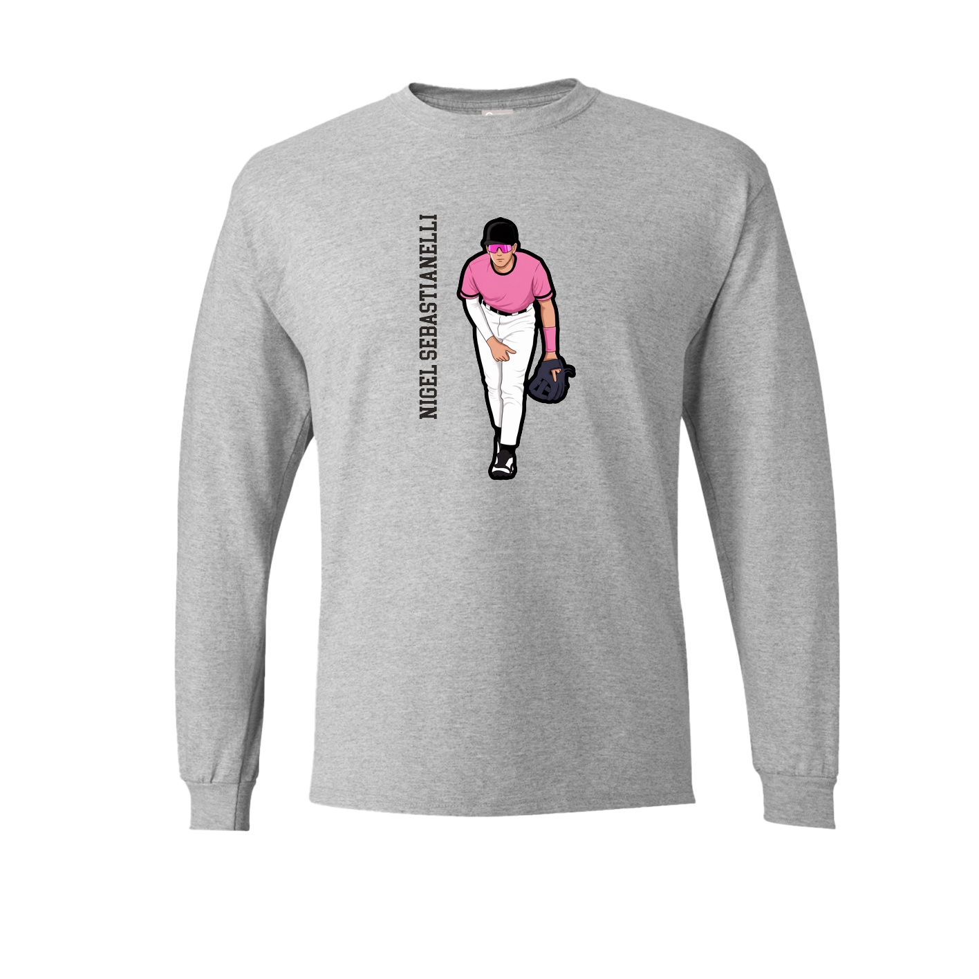 Long Sleeve Tee — Name Vertical in Grey