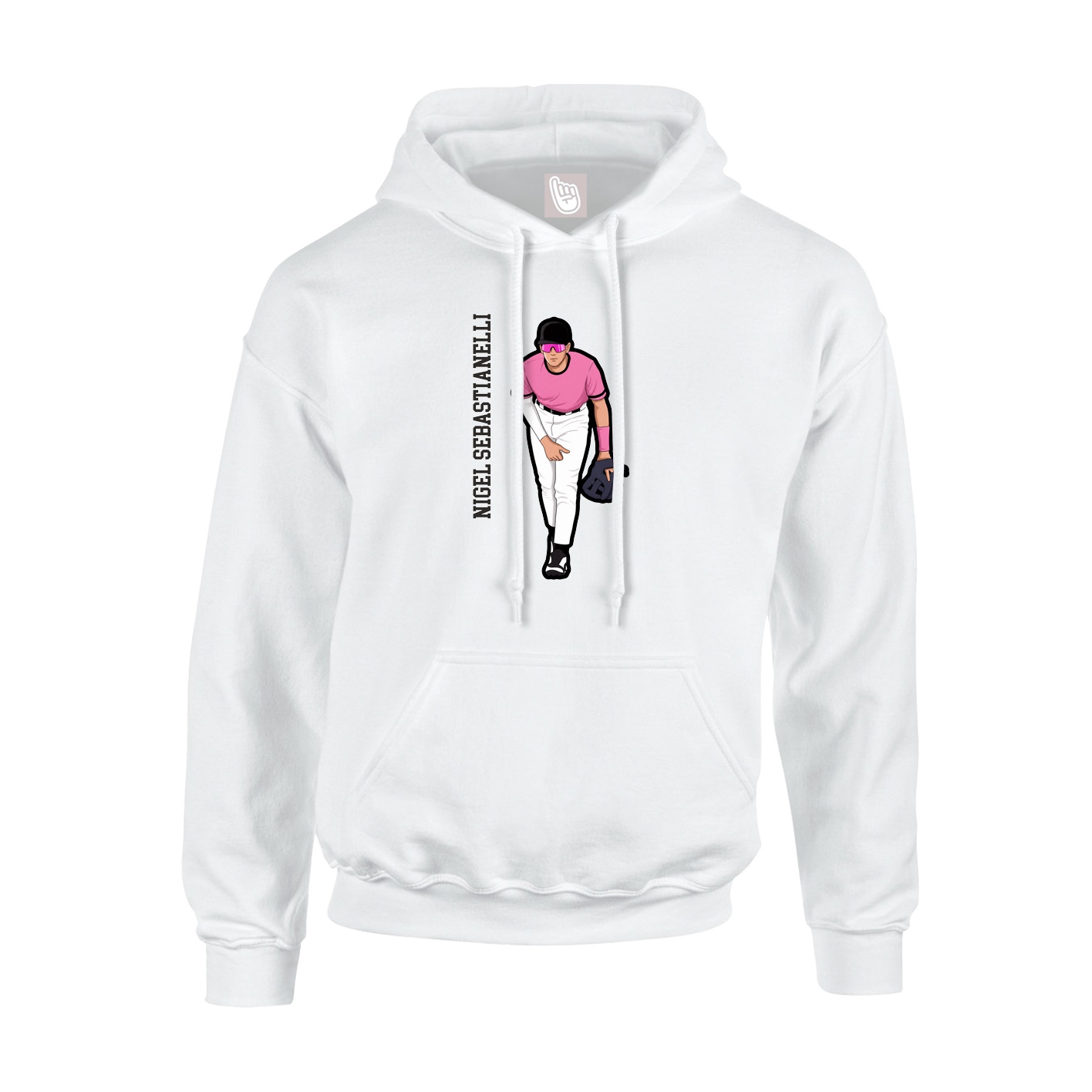 Hoodie — Name Vertical in White