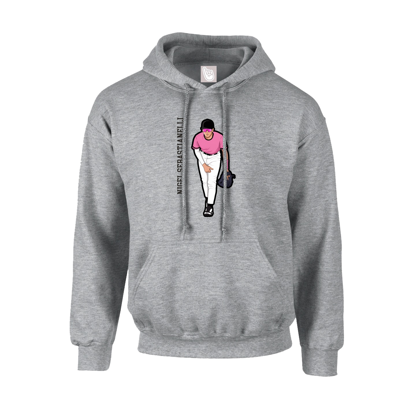 Youth Hoodie — Name Vertical in Grey