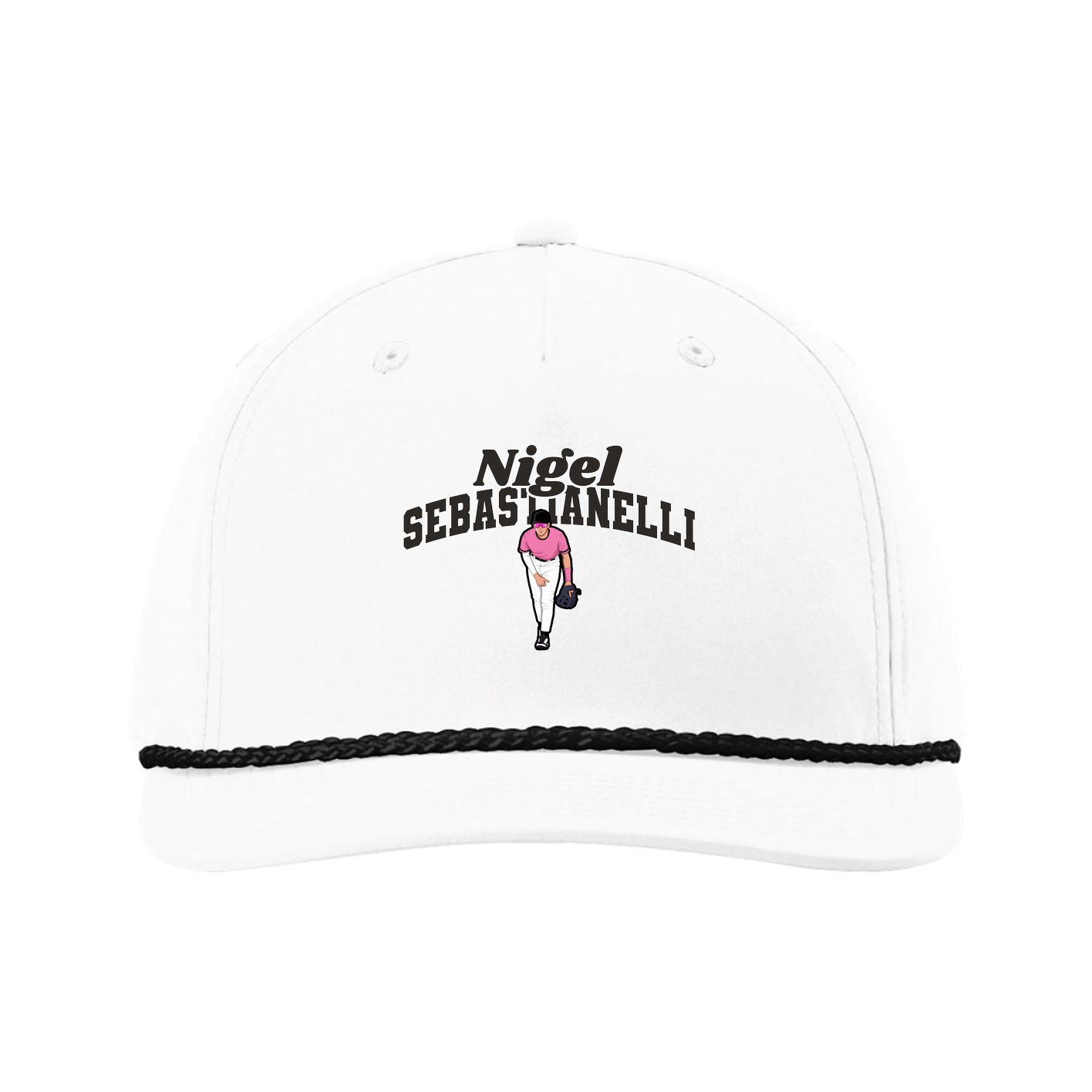 Five-Panel Classic Rope Cap — Signature Arch in White