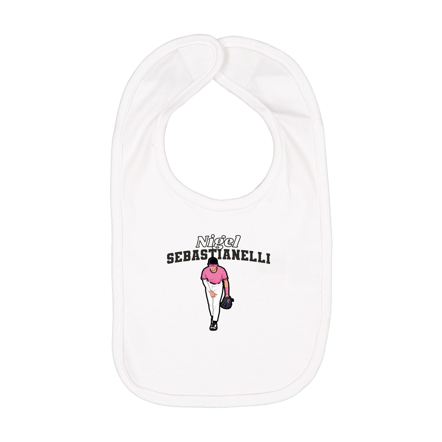 Infant Bib — Name Arch in White