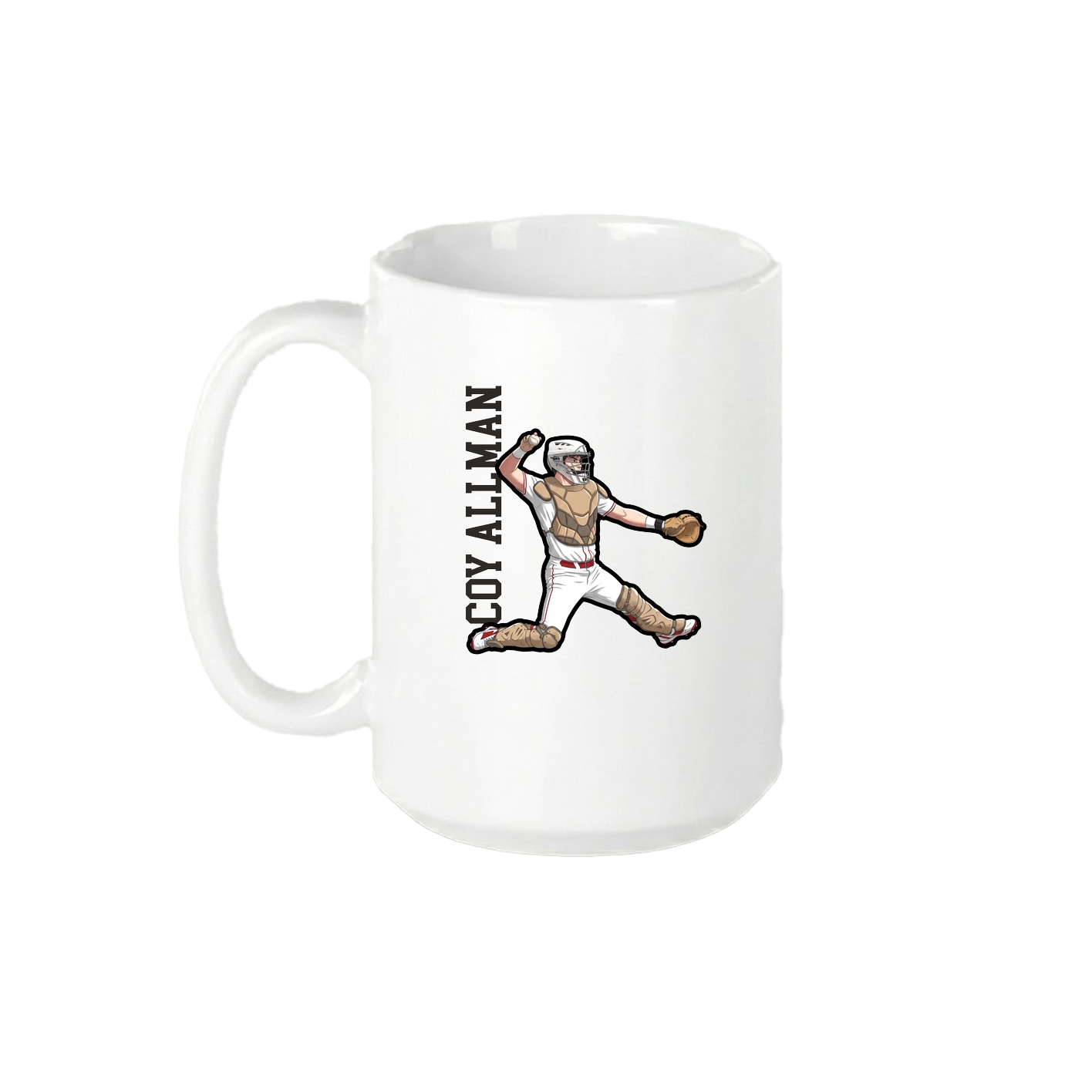 15oz Coffee Mug — Name Vertical in White