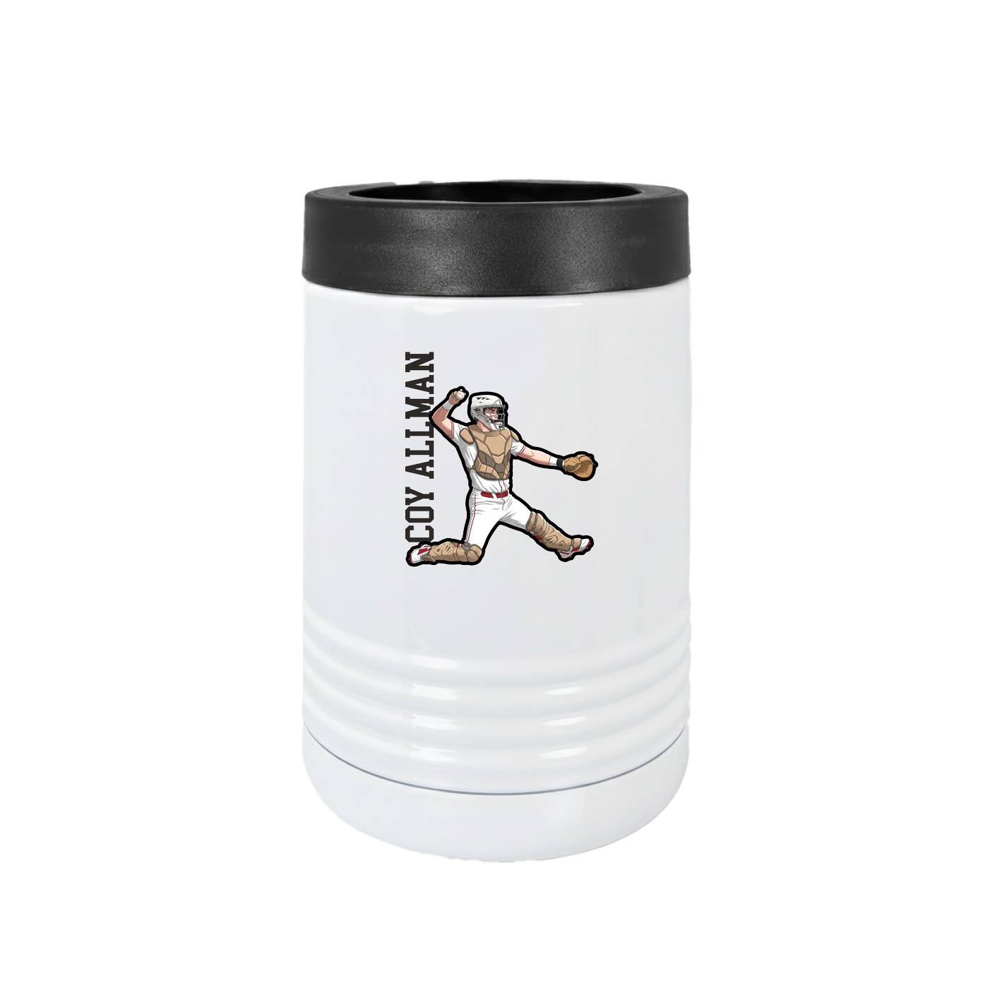 Beverage Holder — Name Vertical in White