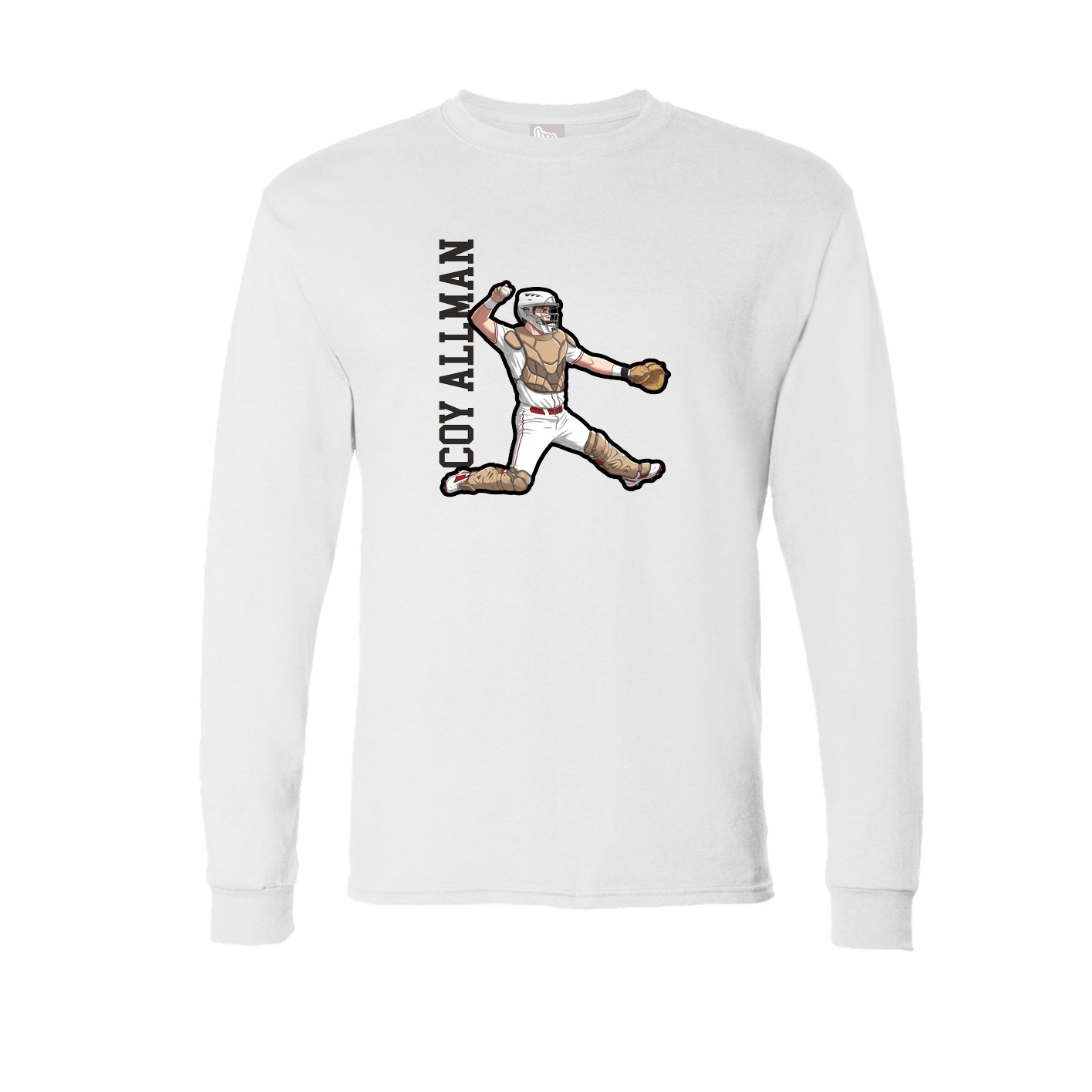 Long Sleeve Tee — Name Vertical in White
